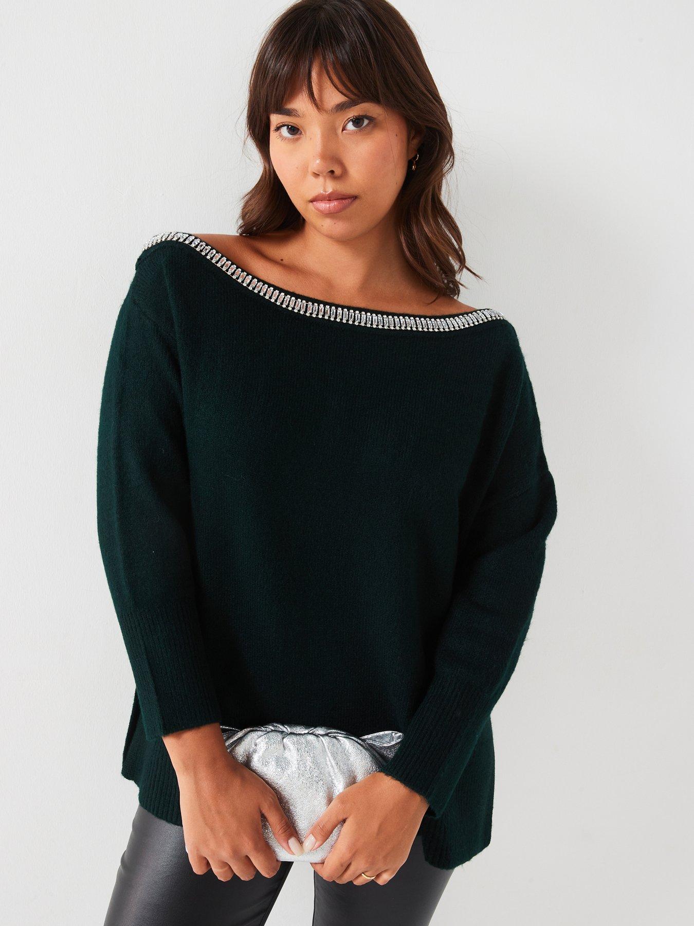 v-by-very-curve-jewel-off-the-shoulder-jumper-dark-green