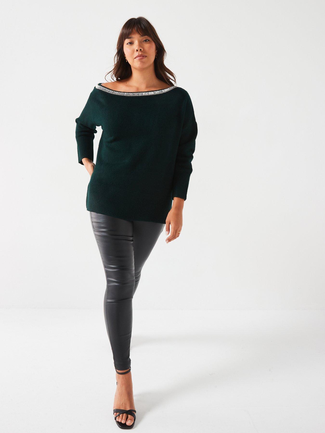 v-by-very-curve-jewel-off-the-shoulder-jumper-dark-greenback