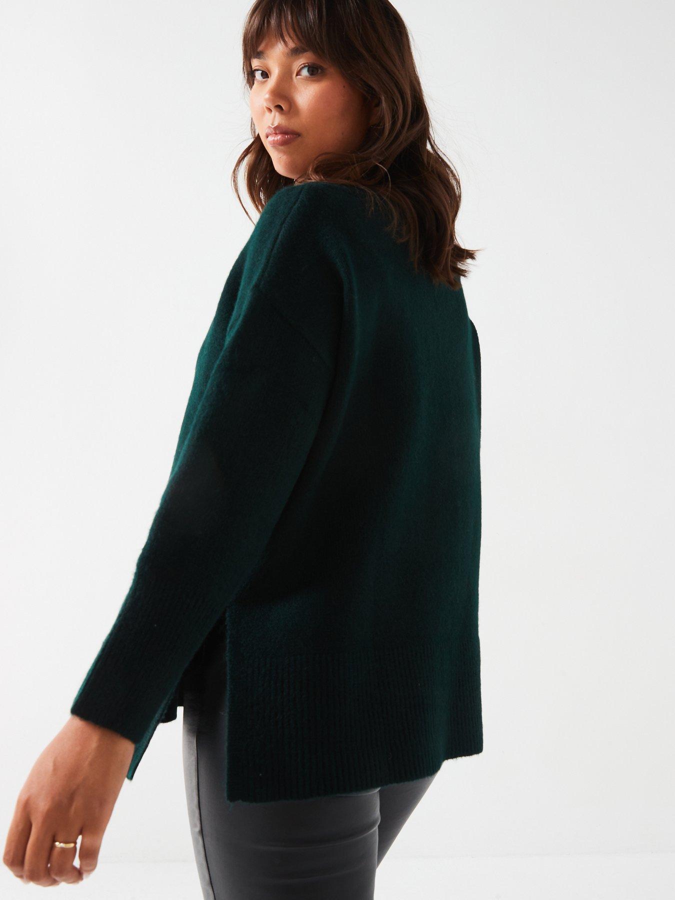 v-by-very-curve-jewel-off-the-shoulder-jumper-dark-greendetail