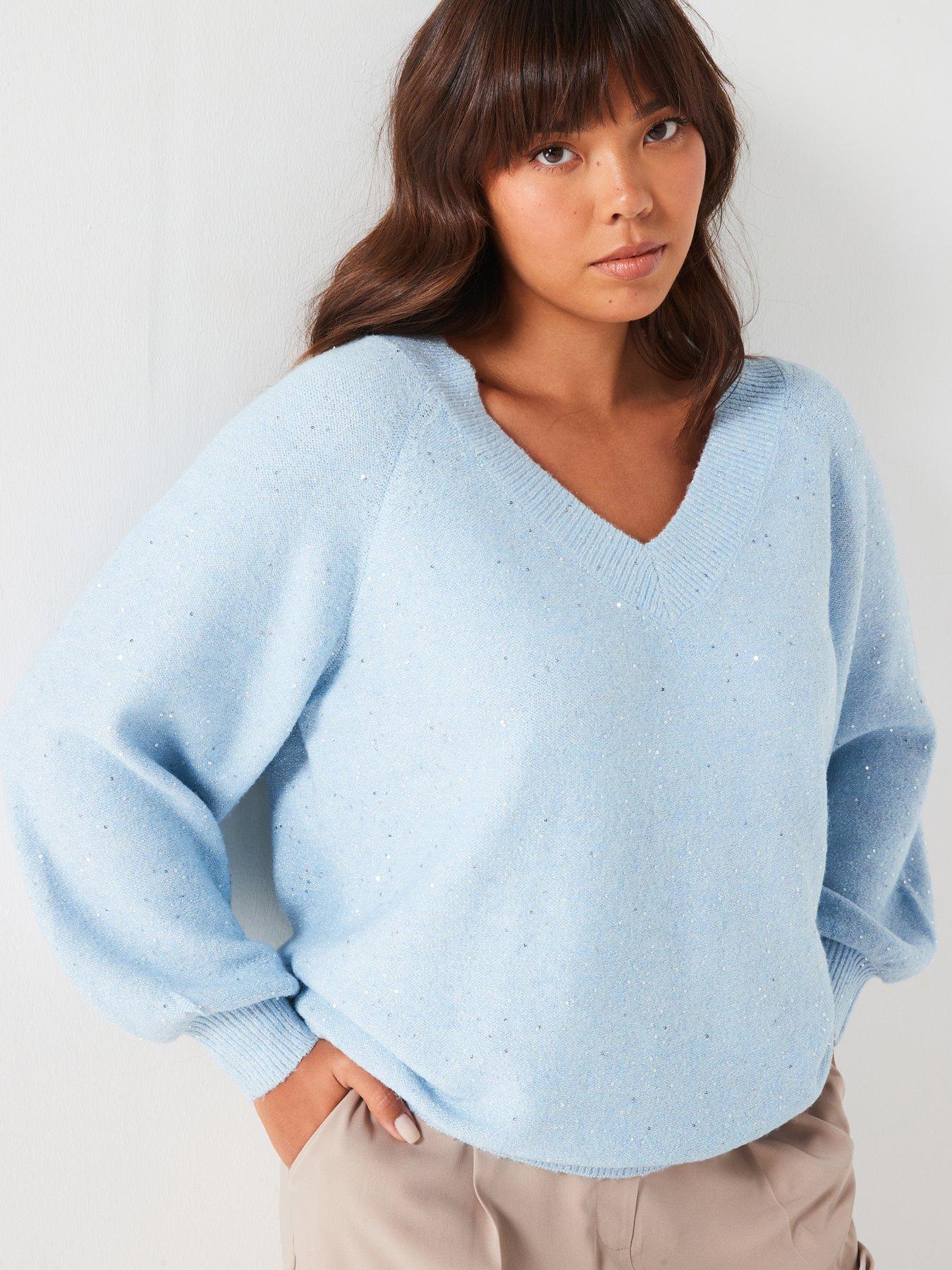 v-by-very-curve-sequin-knit-neck-jumper-blue