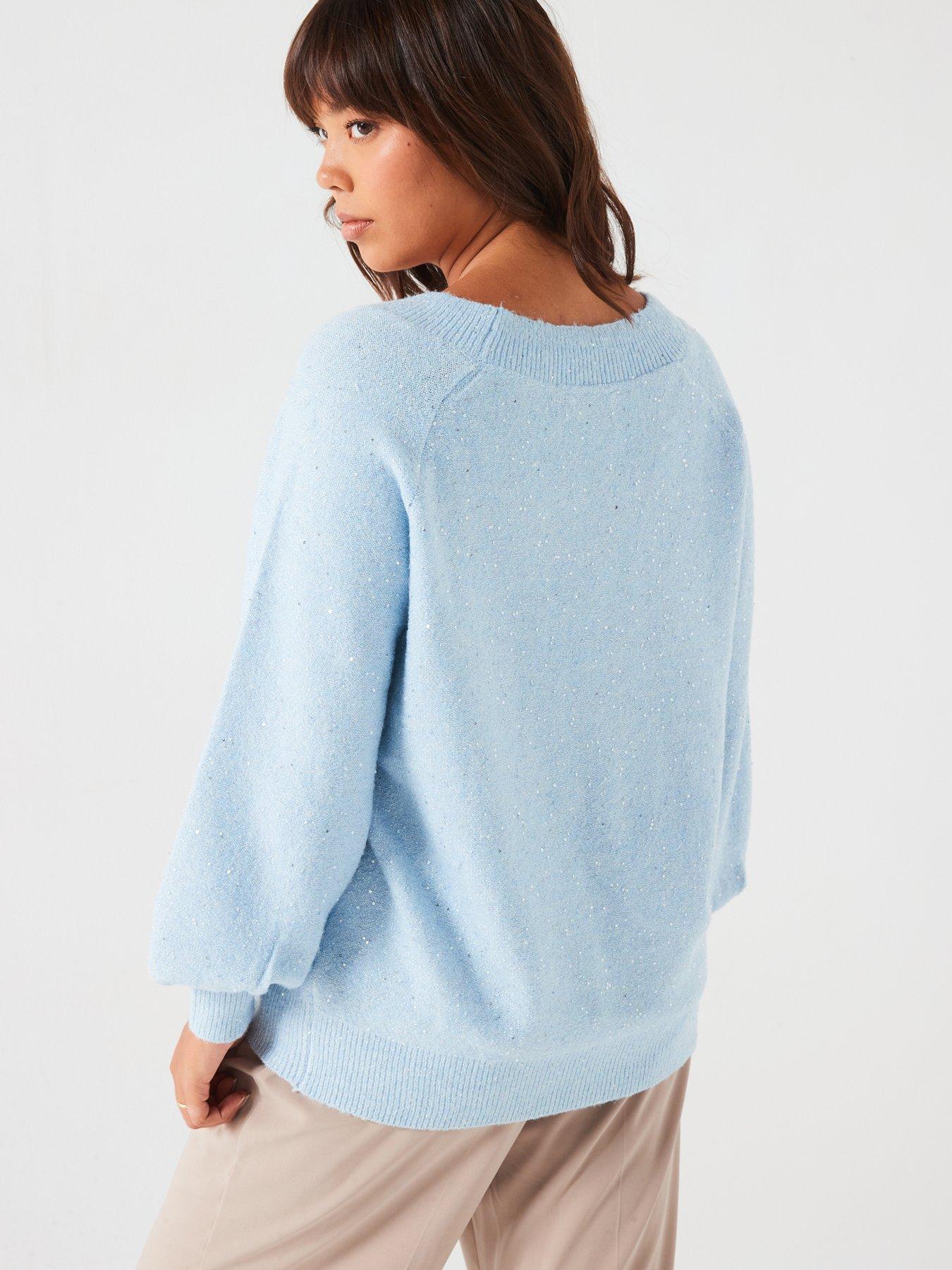 v-by-very-curve-sequin-knit-neck-jumper-bluestillFront