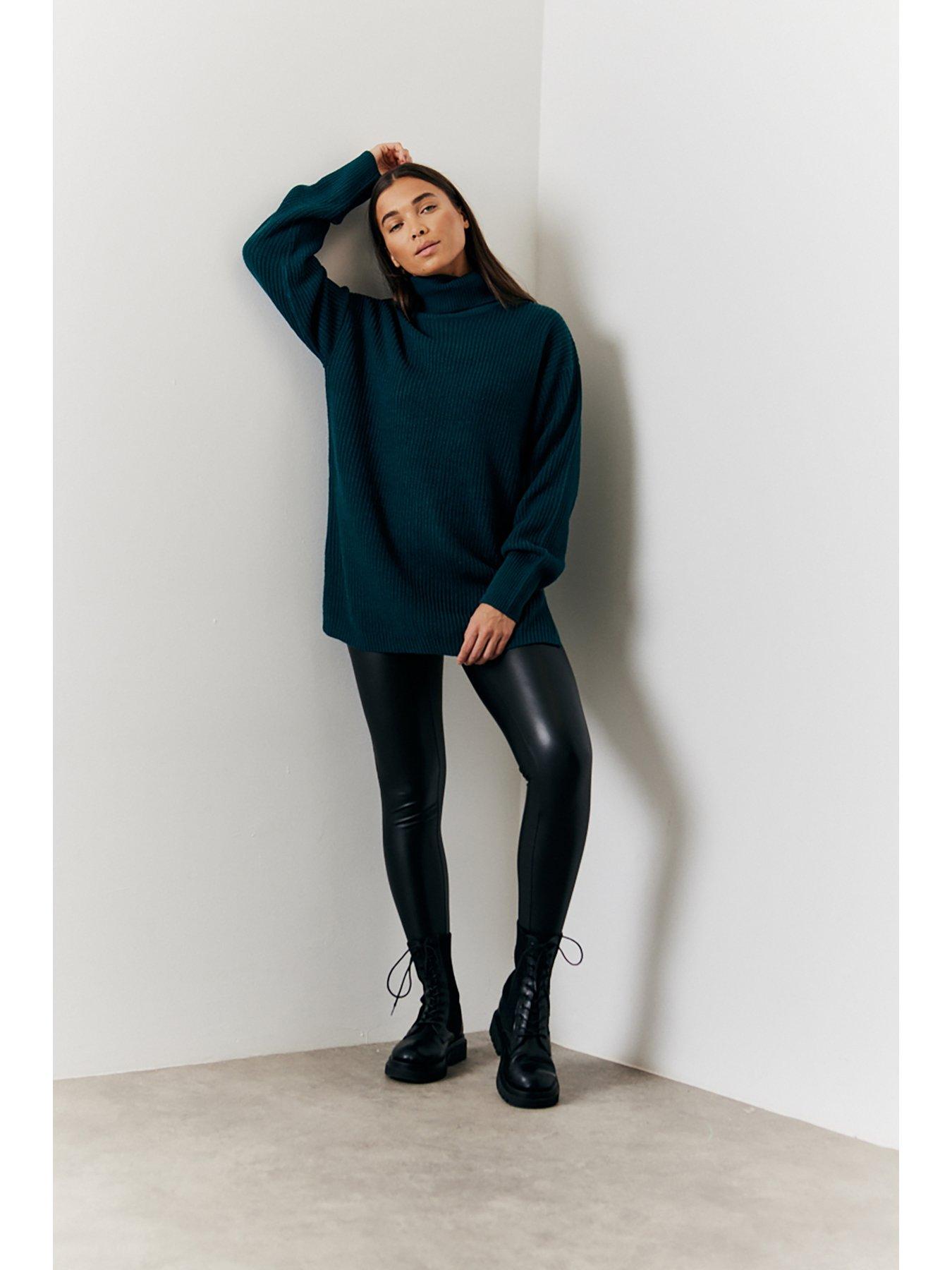 in-the-style-high-neck-longline-knit-jumper-greenback