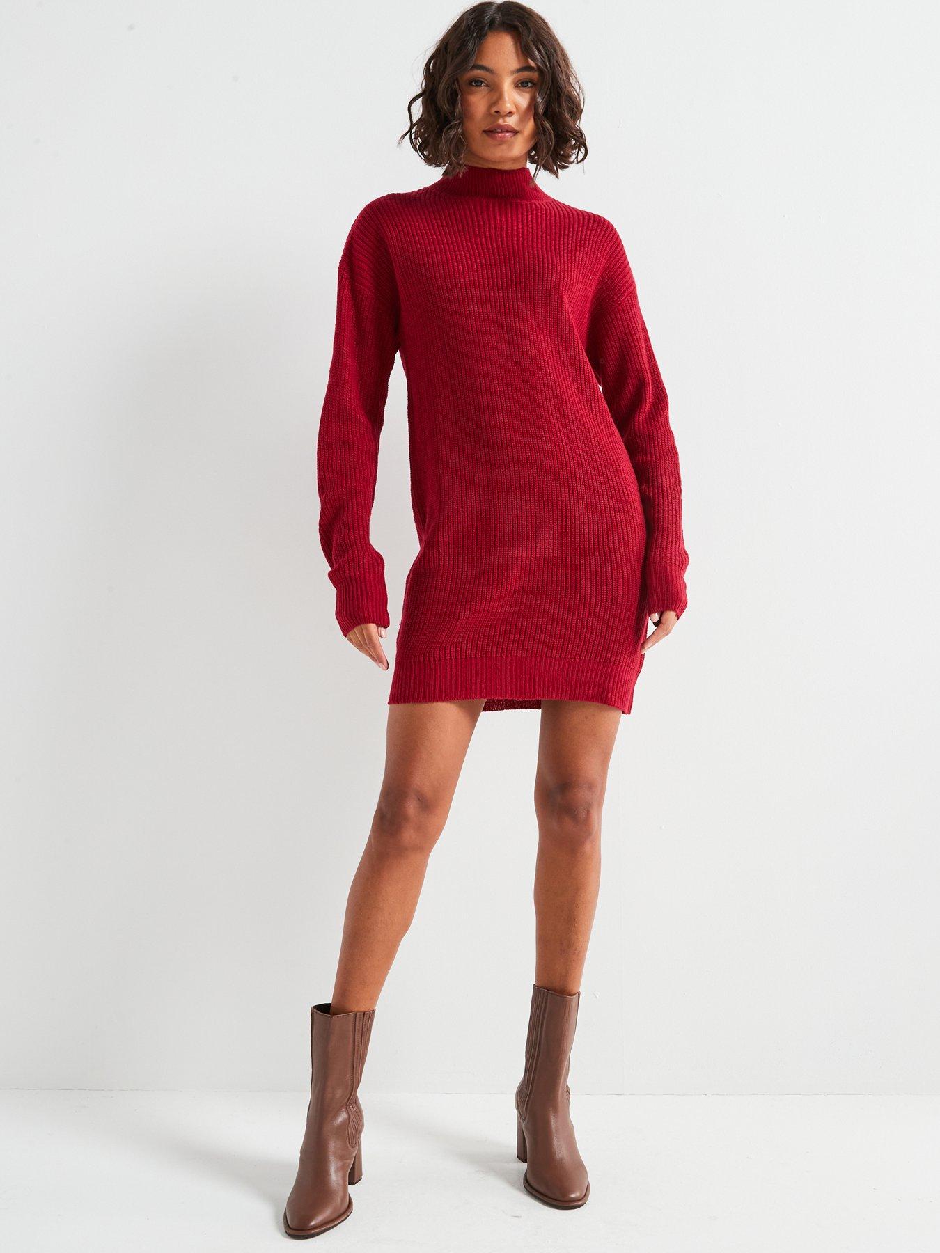 in-the-style-crew-neck-knit-jumper-dress-redback