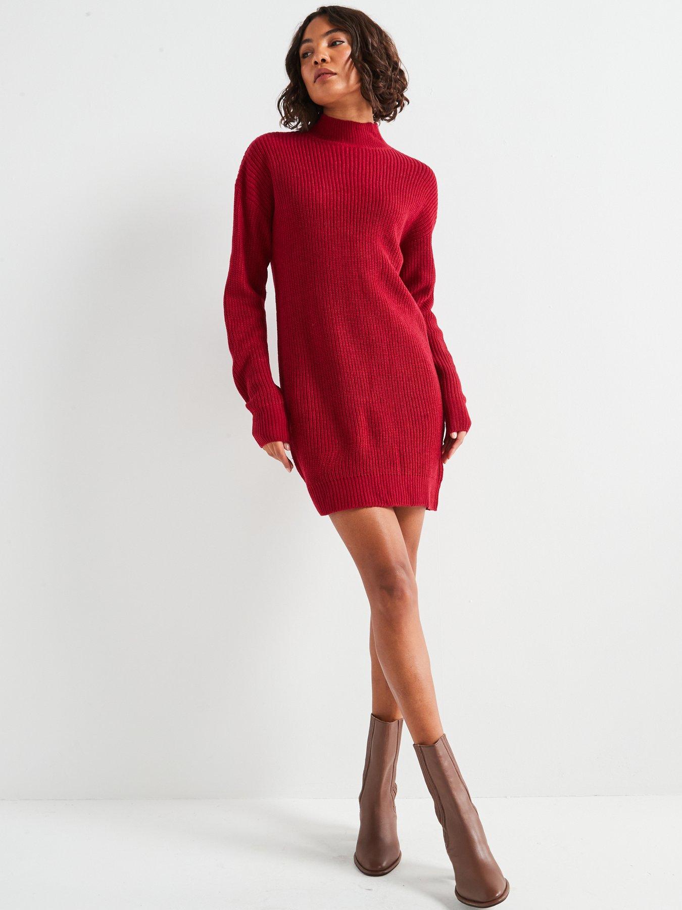 in-the-style-crew-neck-knit-jumper-dress-reddetail