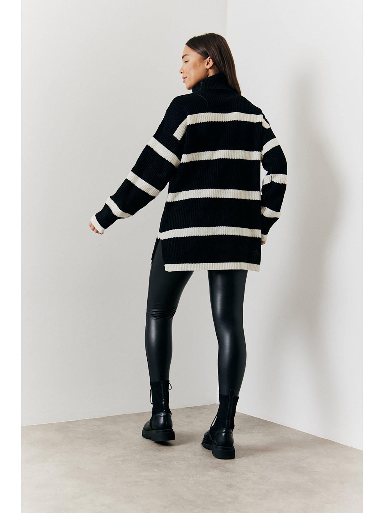 in-the-style-stripe-high-neck-longline-knit-jumper-blackoutfit