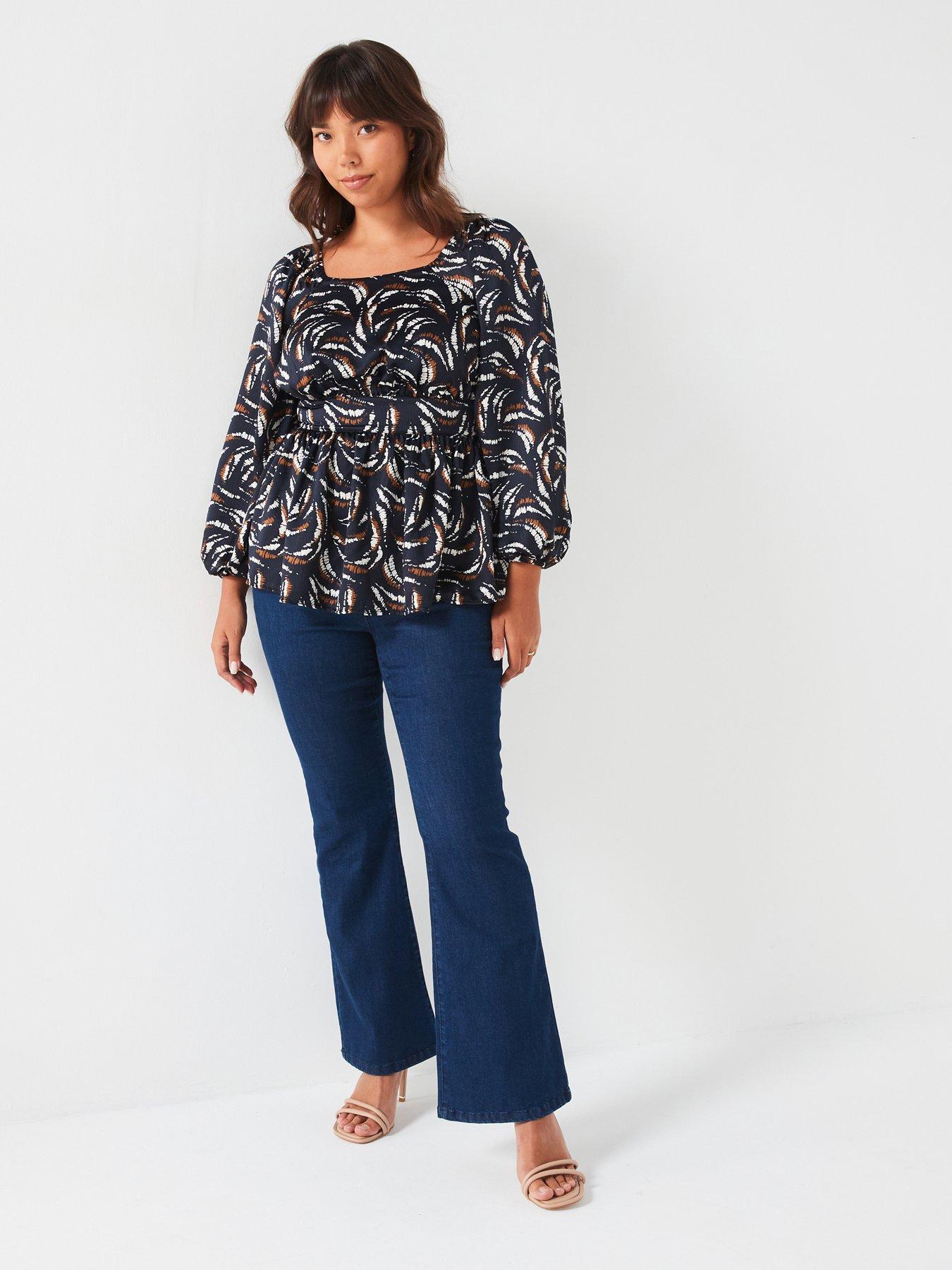 v-by-very-curve-square-neck-peplum-blouse-printfront