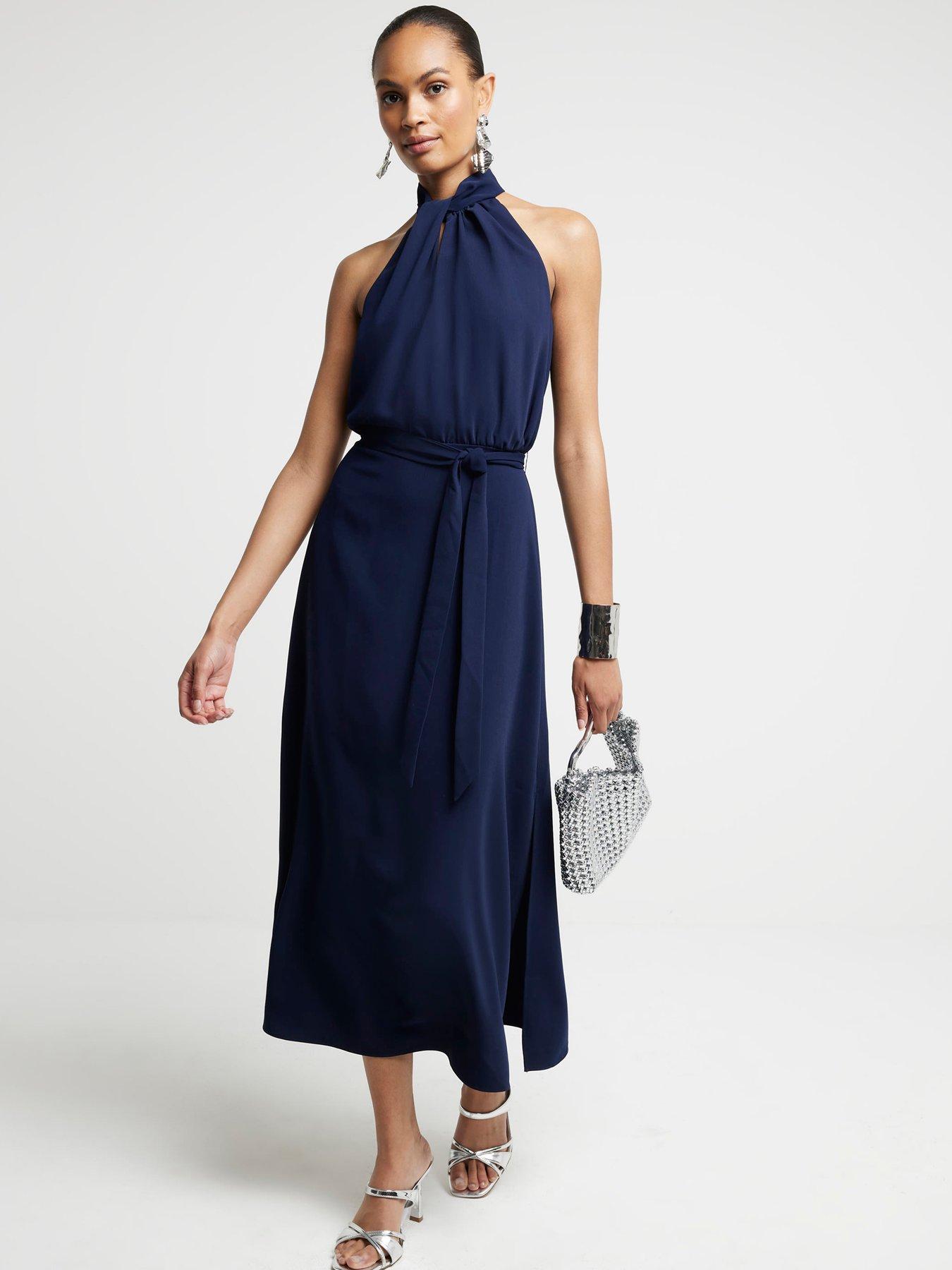 river-island-halterneck-midi-dress-navy