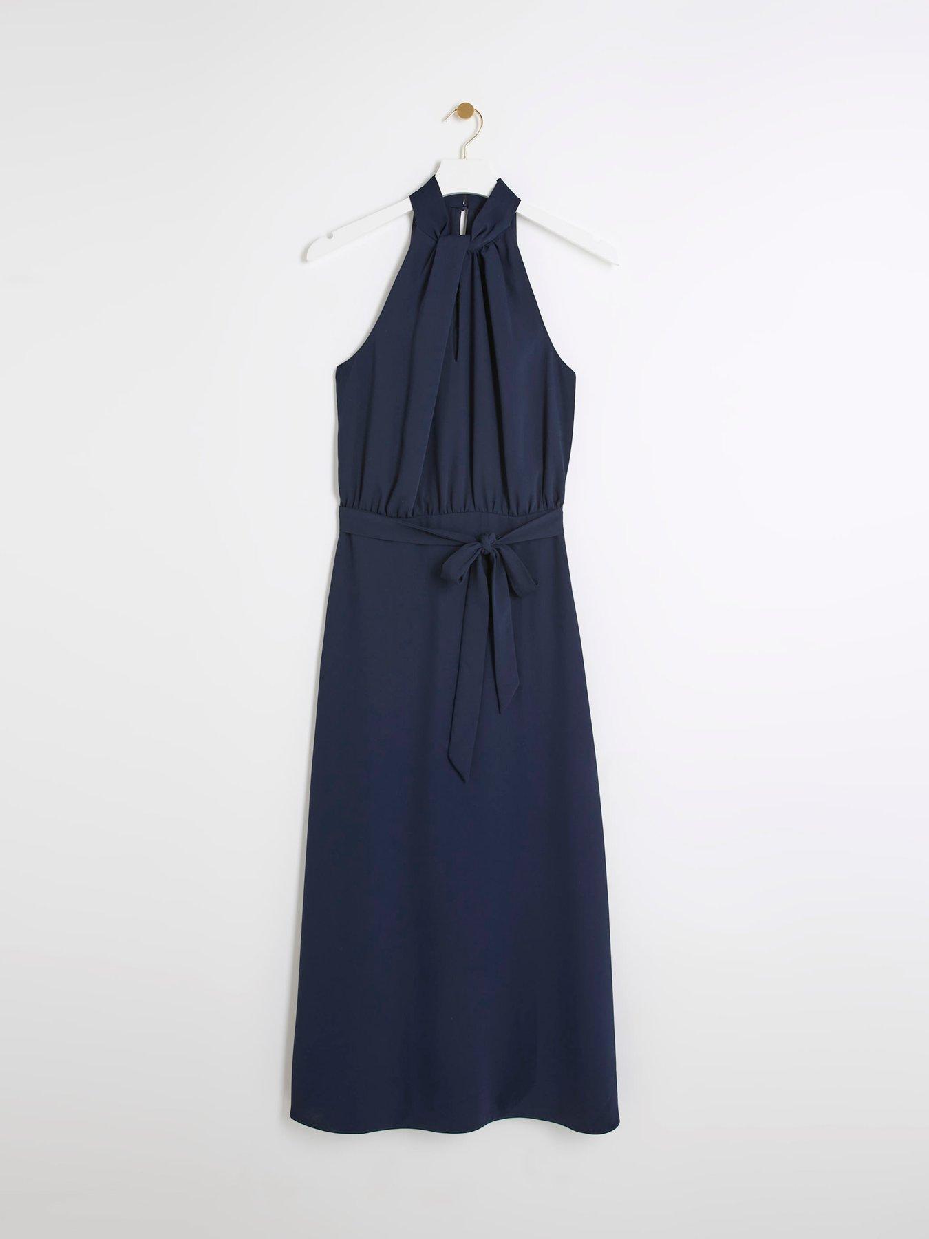 river-island-halterneck-midi-dress-navyoutfit