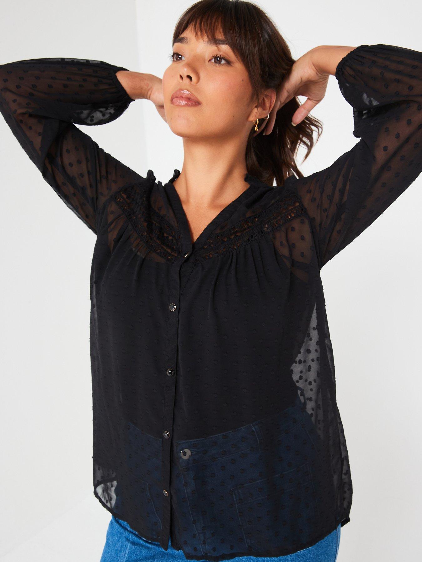 v-by-very-curve-lace-insert-dobby-blouse-blackdetail