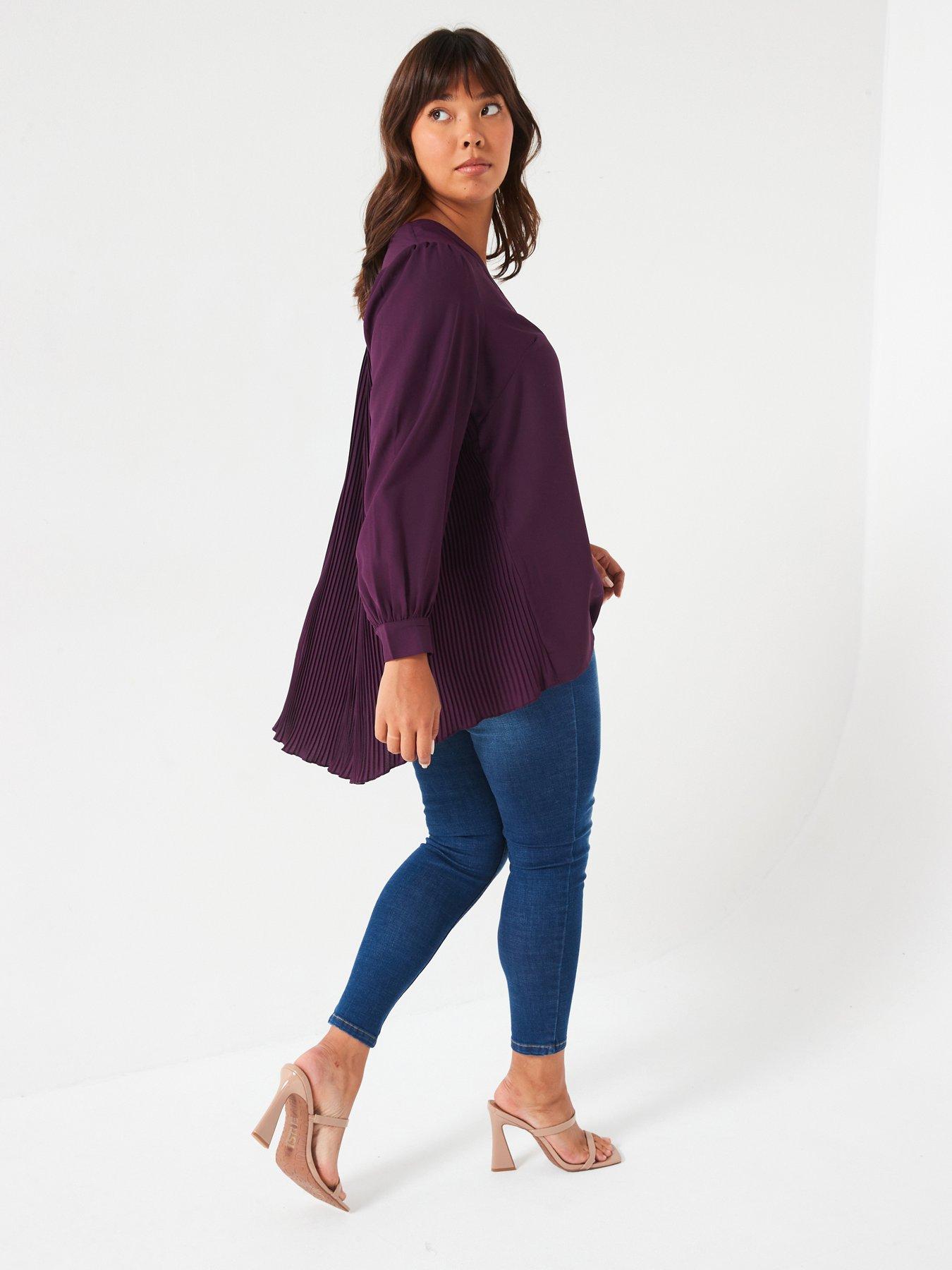 v-by-very-curve-pleated-back-blouse-redfront