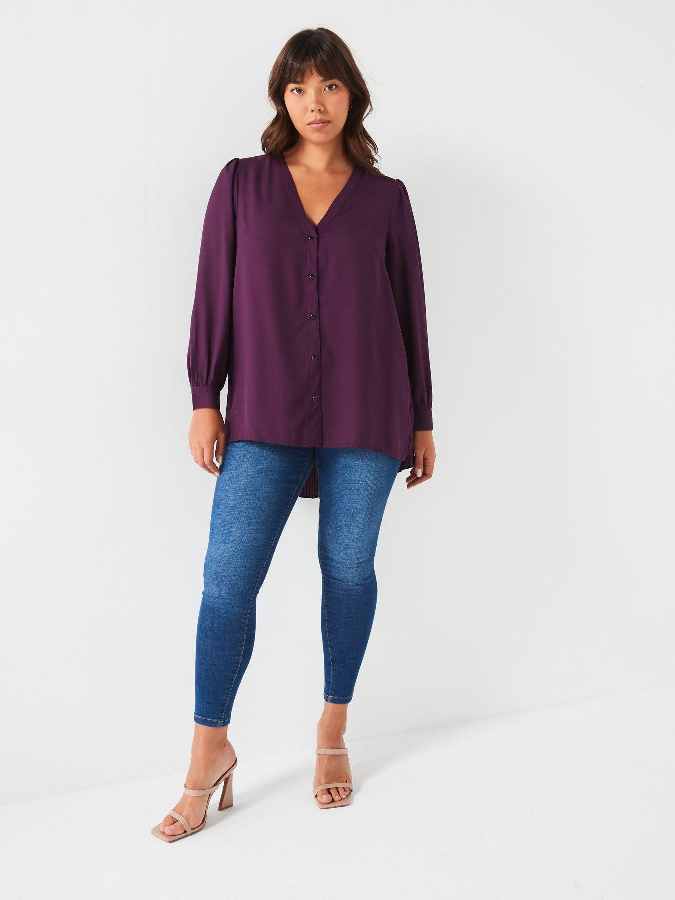 v-by-very-curve-pleated-back-blouse-redback