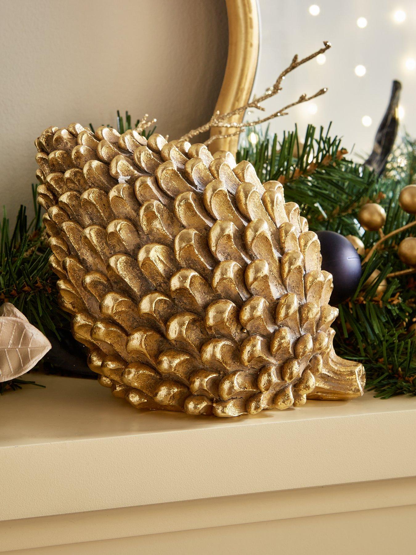 festive-16-cm-ceramic-gold-pinecone-christmas-decoration