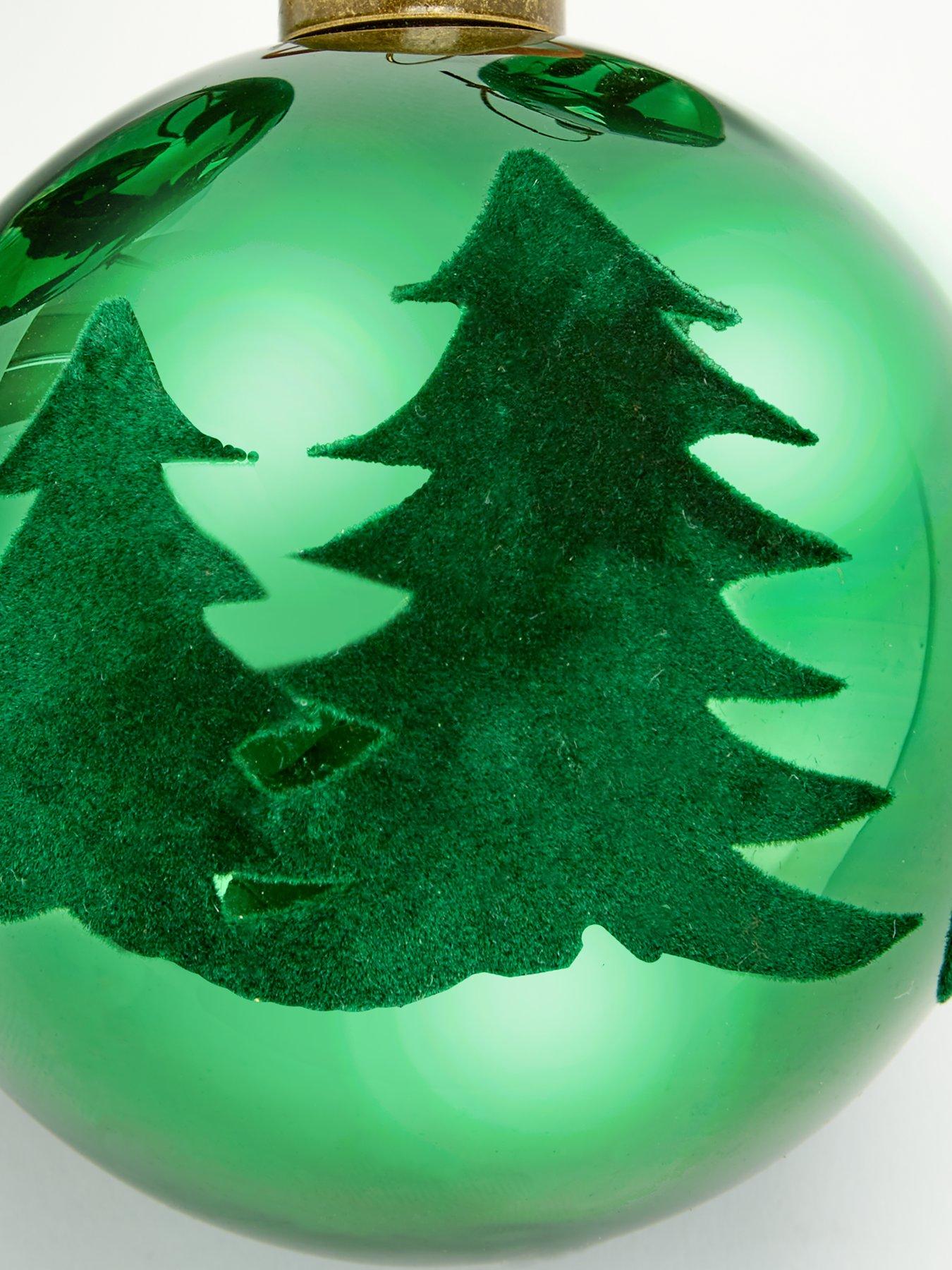 festive-set-of-3-flocked-green-glass-baublesdetail