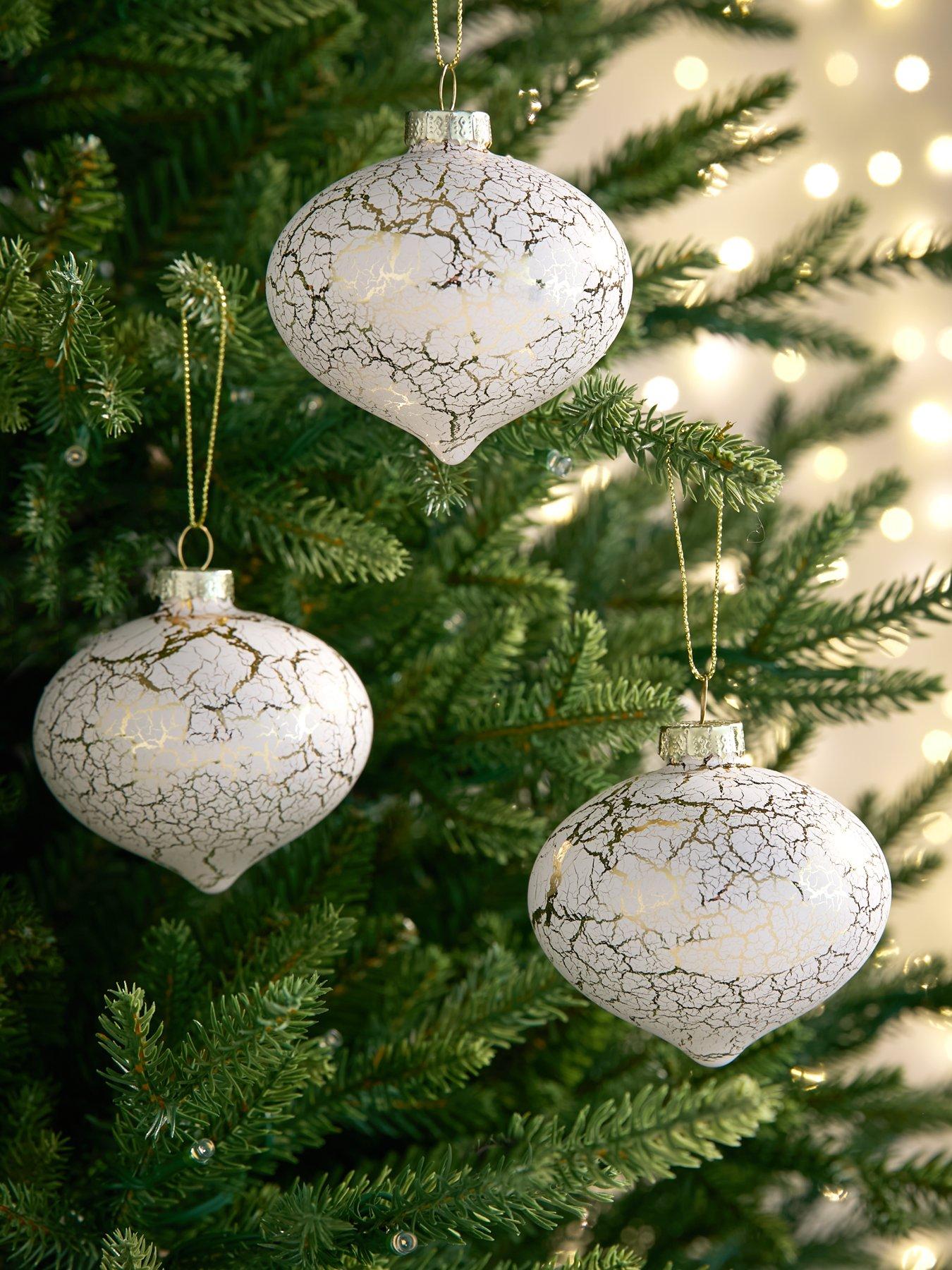 festive-set-ofnbsp3-glass-marble-effect-christmas-treenbspbaubles