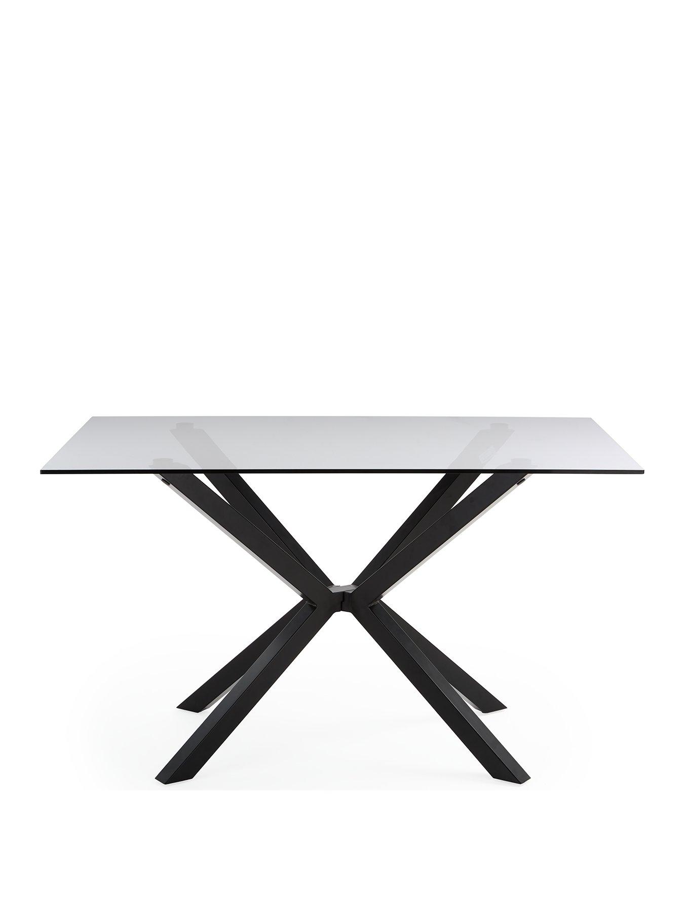 Image 3 of 6 of The Very Collection Chopstick 130 cm Rectangular Glass Top Dining Table + 4 Alisha Chairs - Black/Green