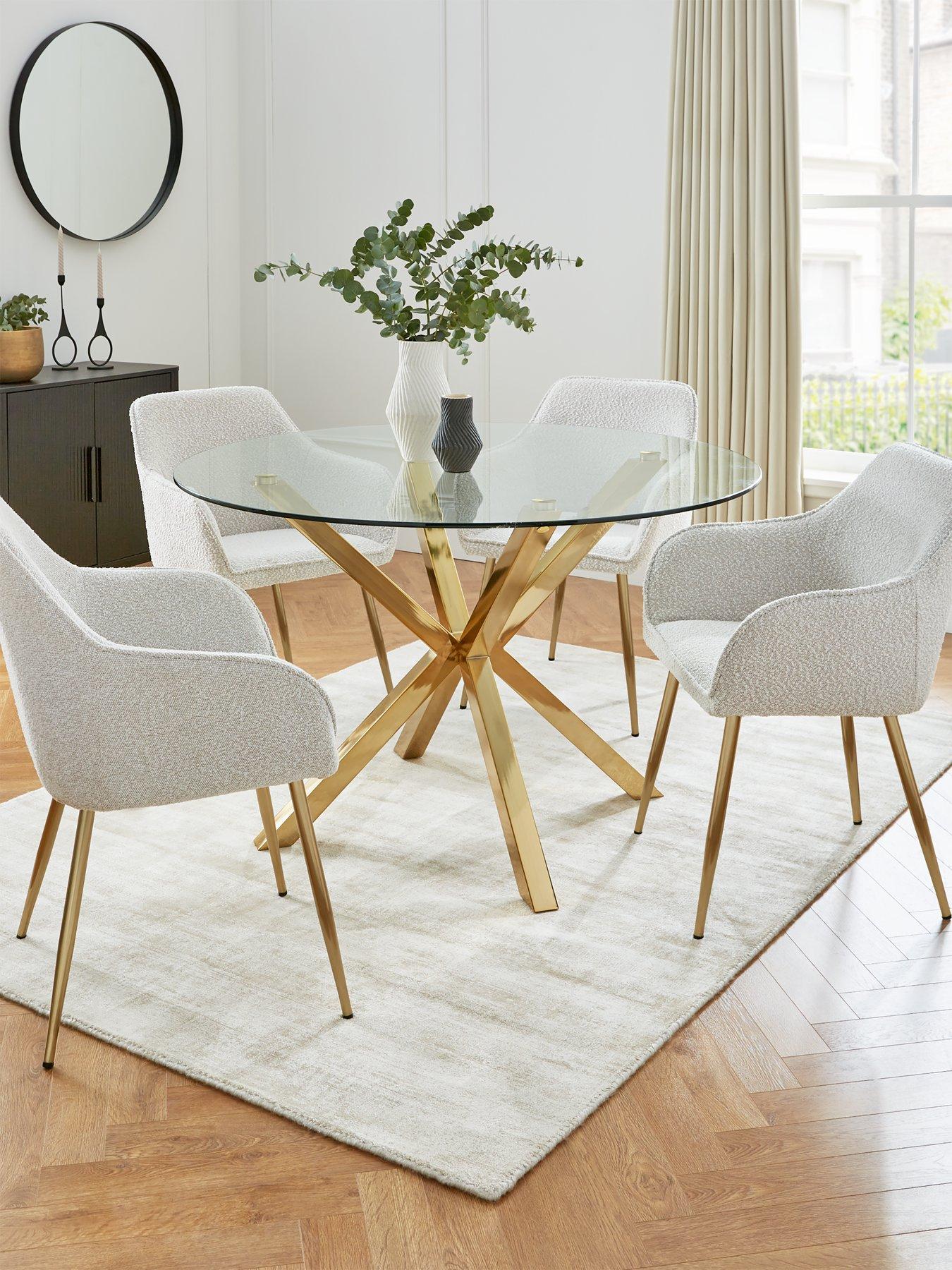 the-very-collection-chopstick-120-cm-round-dining-table-plus-4-alisha-boucle-chairs--nbspbrasscream