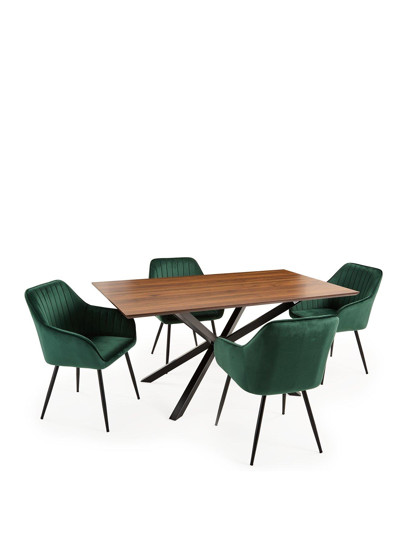 very-home-chopstick-160-cm-wood-top-table-4-alisha-boucle-chairs-in-brownblackgreenstillFront