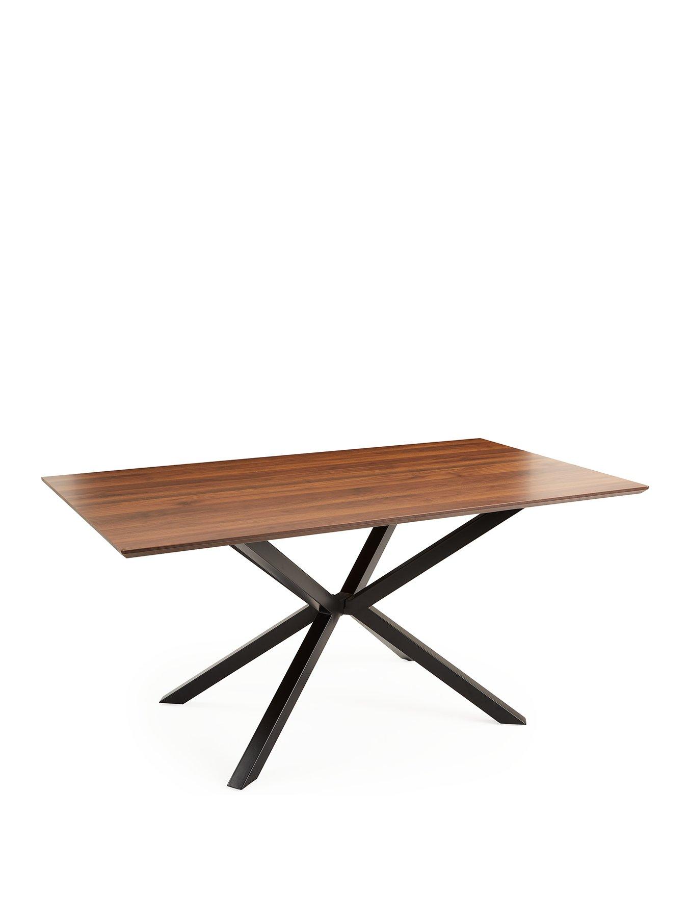 very-home-chopstick-160-cm-wood-top-table-4-alisha-boucle-chairs-in-brownblackgreenback