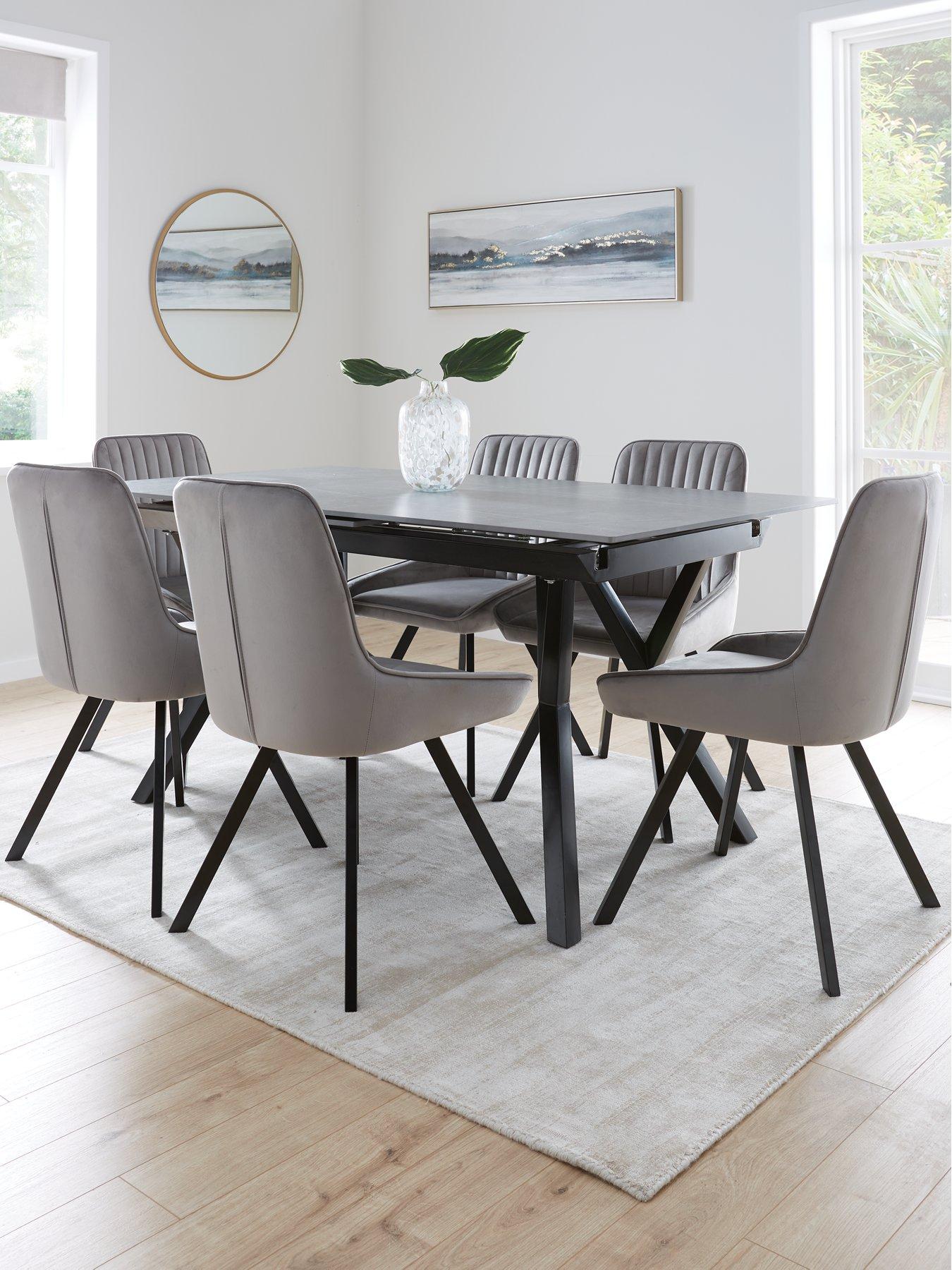 very-home-corbin-ceramic-top-160-200nbspcm-extending-dining-table-6-marlow-chairs-blackgrey