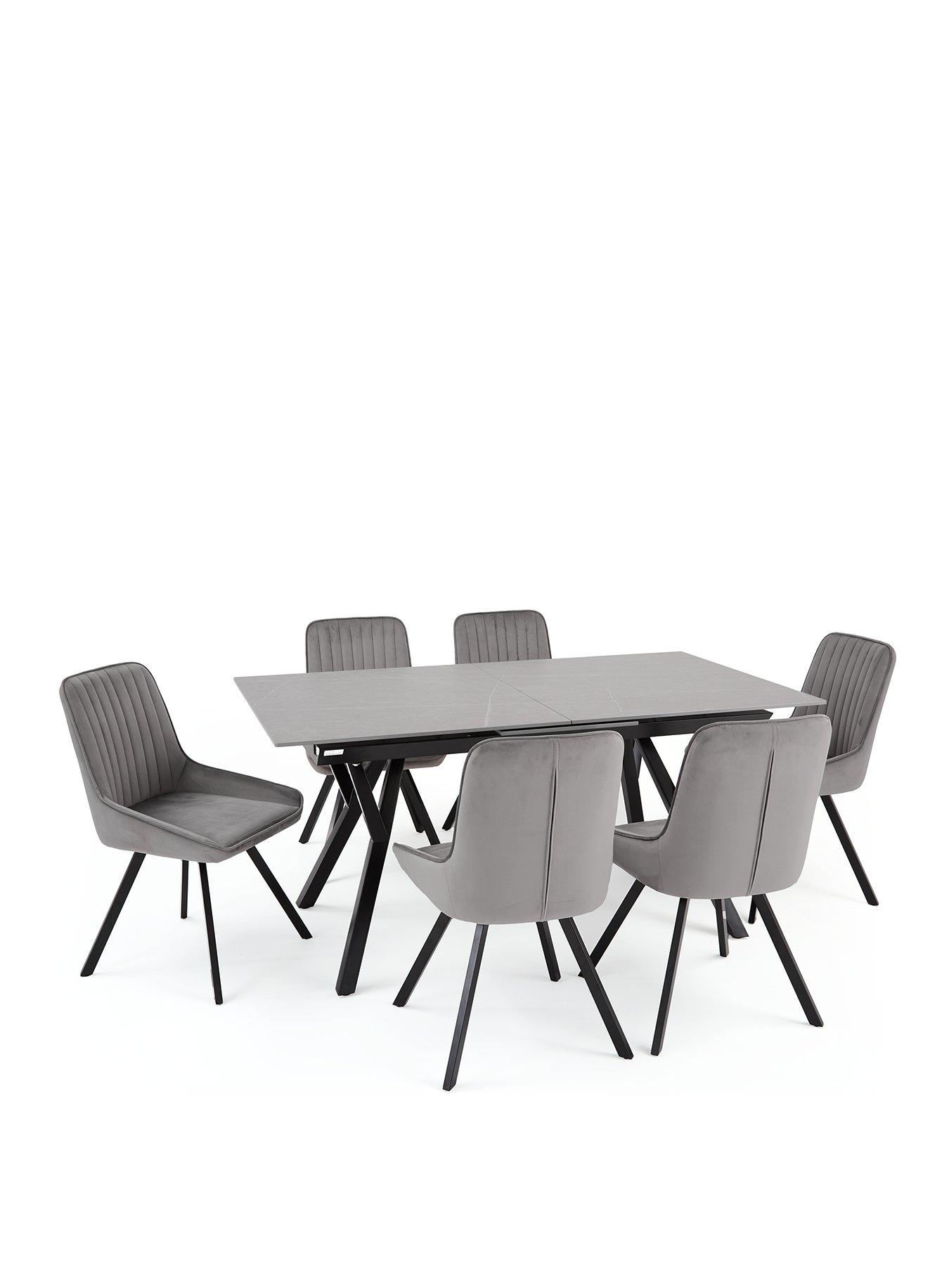 very-home-corbin-ceramic-top-160-200nbspcm-extending-dining-table-6-marlow-chairs-blackgreystillFront