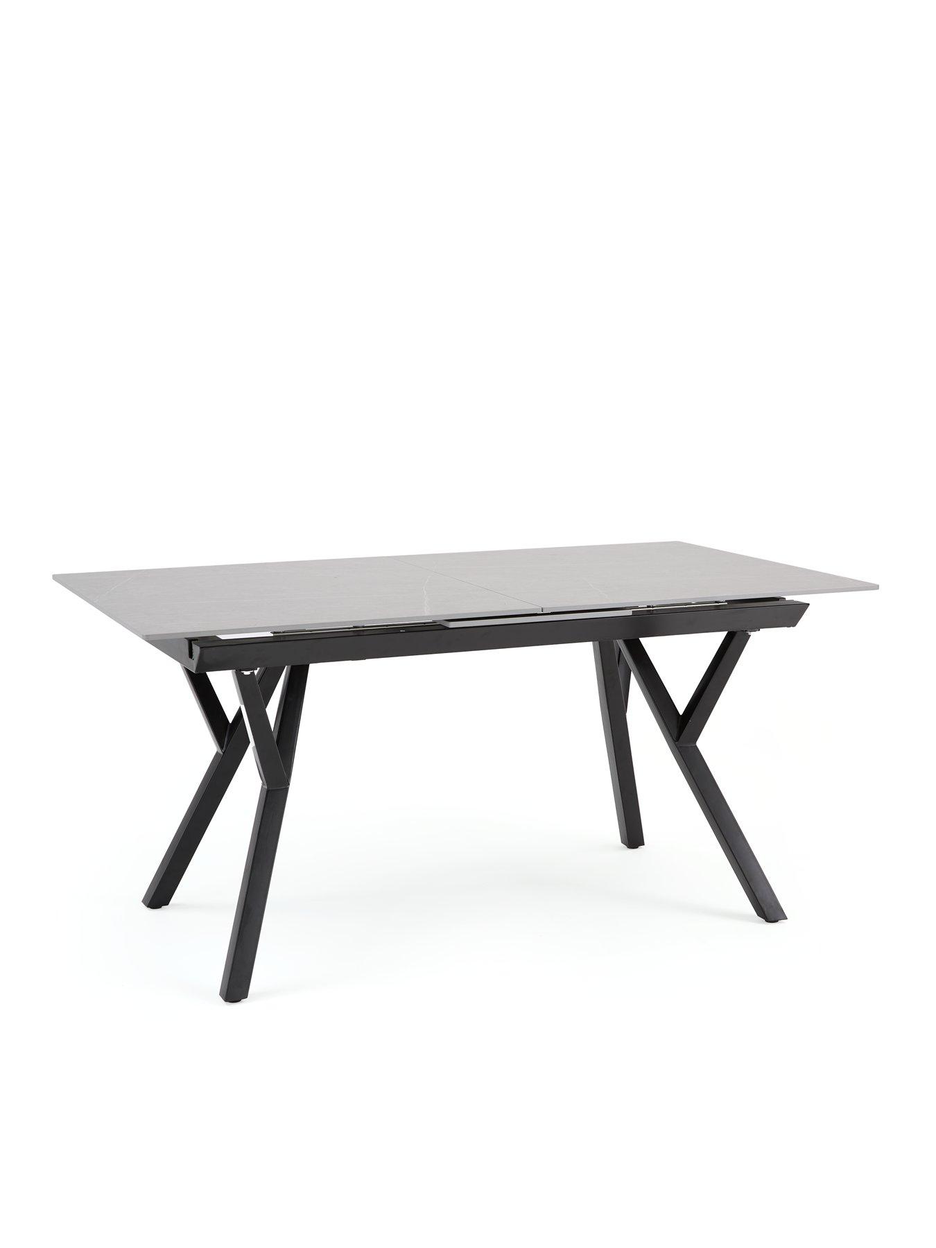 Image 4 of 7 of The Very Collection Corbin Ceramic Top 160-200&nbsp;cm Extending Dining Table + 6 Marlow Chairs - Black/Grey