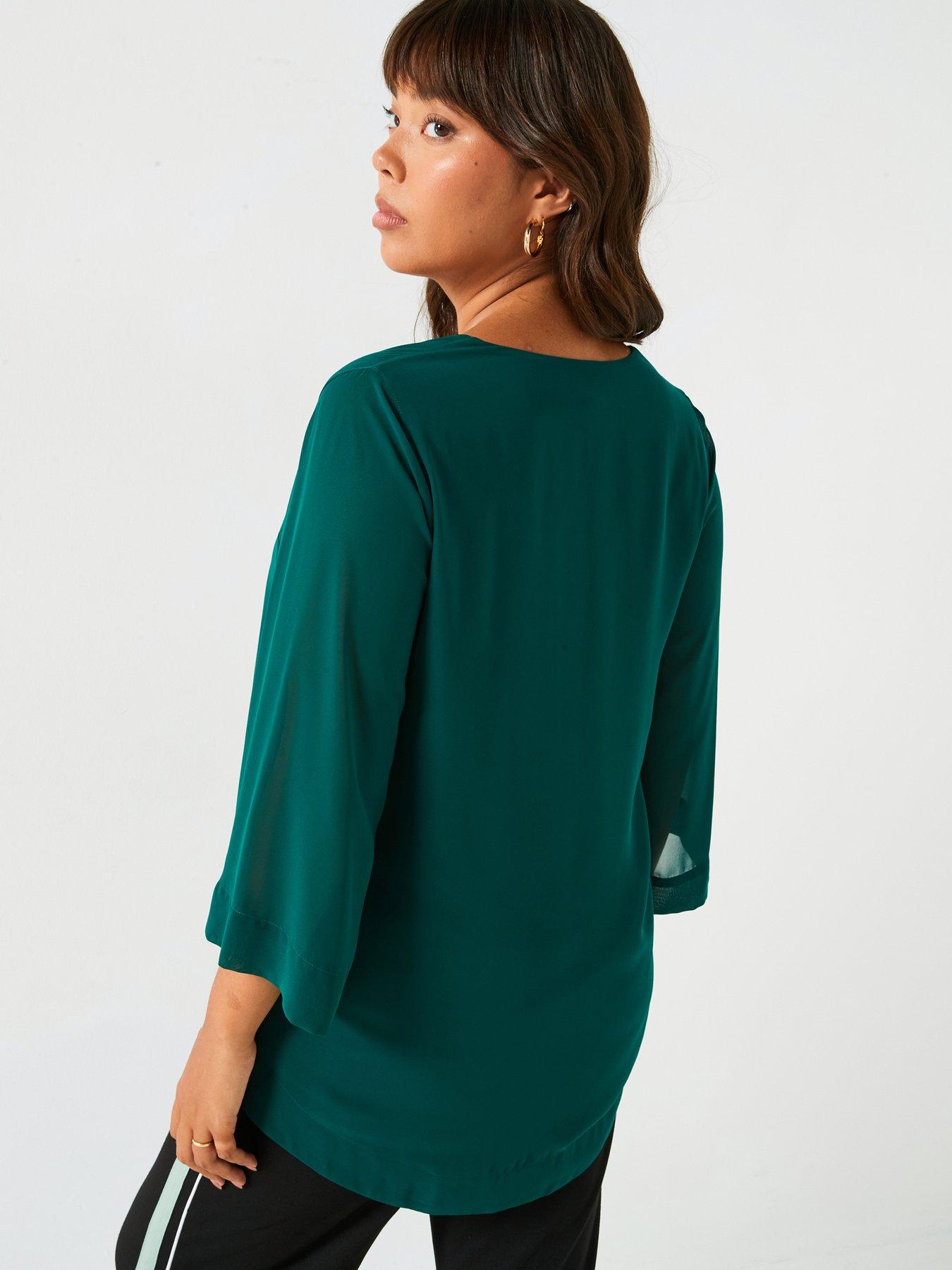 v-by-very-curve-34-sleeve-chiffon-blouse-greenstillFront