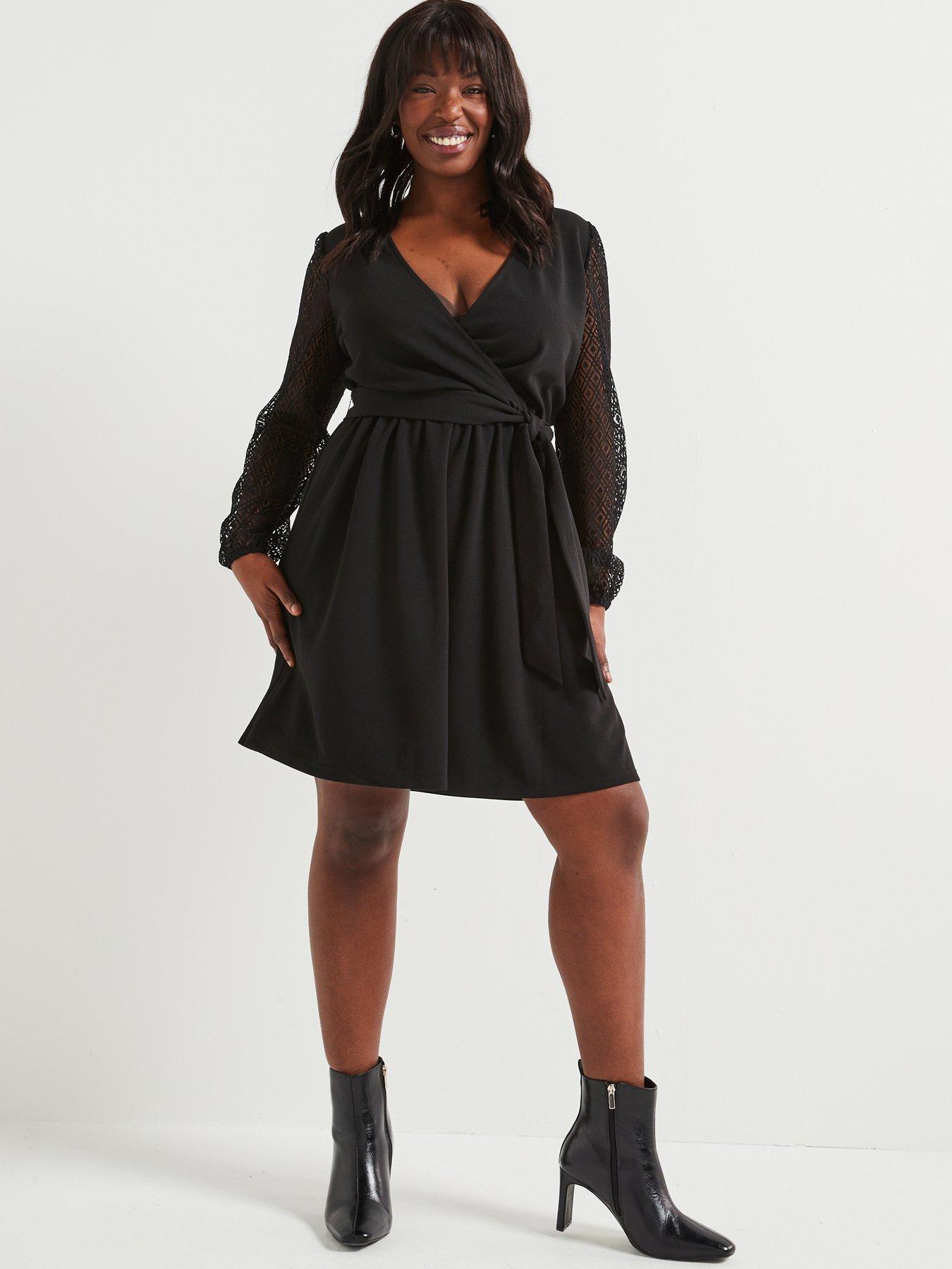 v-by-very-curve-lace-sleeve-wrap-mini-dress-blackback