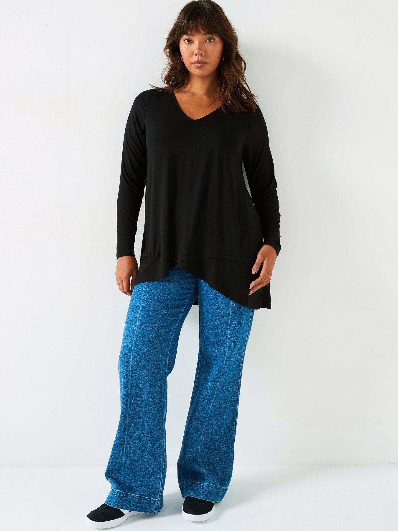 v-by-very-curve-wrap-hem-long-sleeve-top-blackback