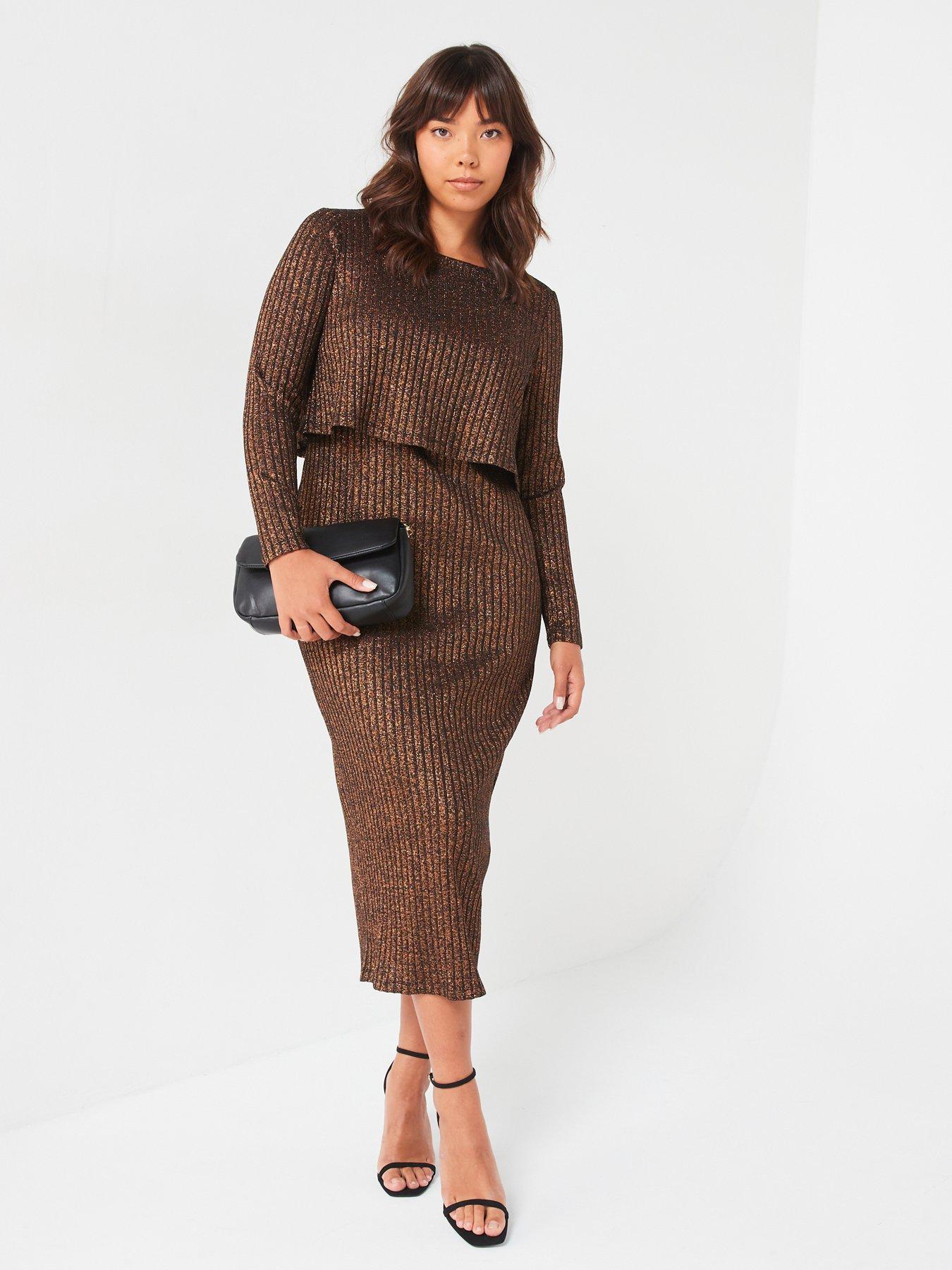 v-by-very-curve-double-layer-dress-style-midi-brown