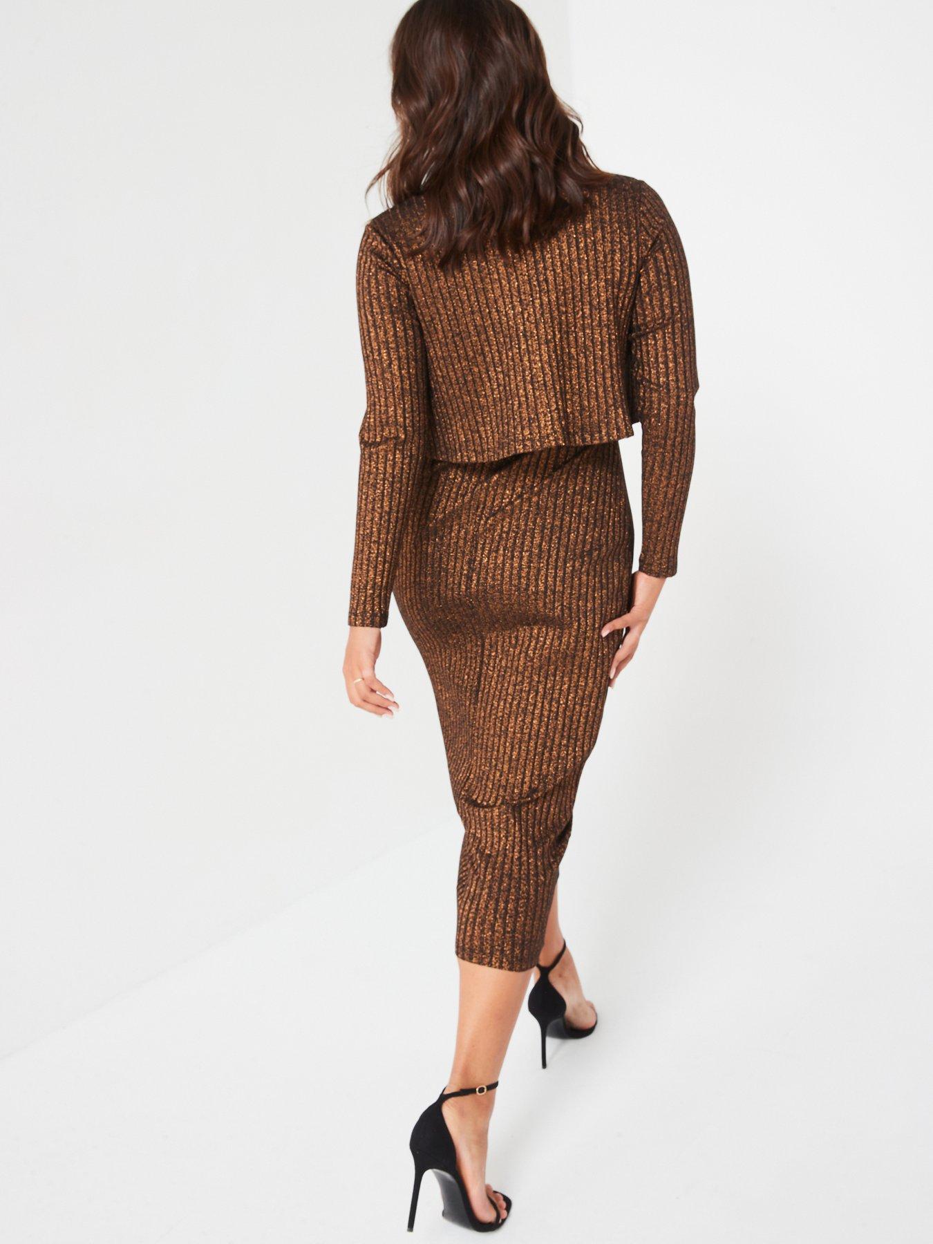 v-by-very-curve-double-layer-dress-style-midi-brownstillFront