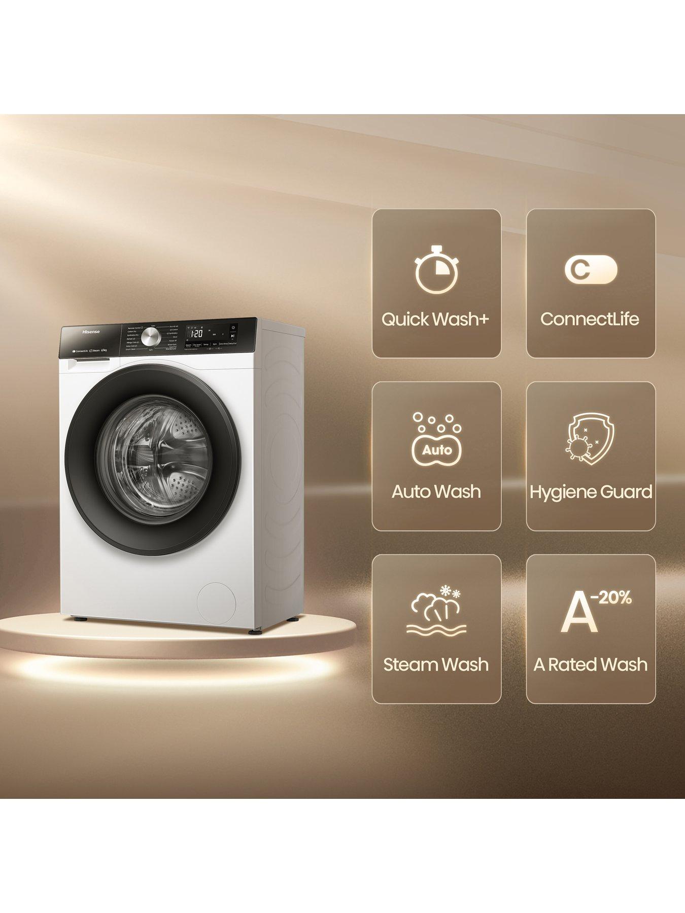 Image 3 of 8 of Hisense 3S Series WD3S8043BW3 8kg Wash, 5kg Dry, 1400 Spin Washer Dryer - White - A Rated