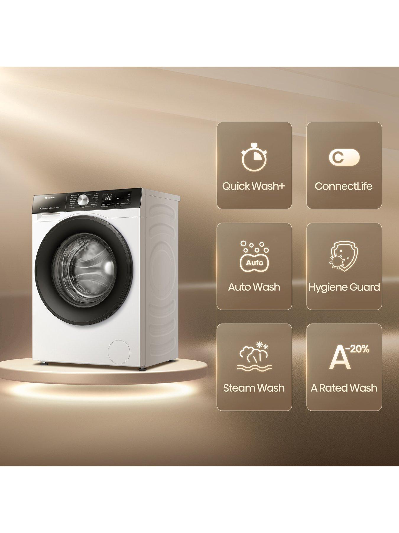 Image 3 of 8 of Hisense 3S Series WD3S1043BW3 10.5kg Load, 1400 Spin Steam Washing Machine - White - A Rated
