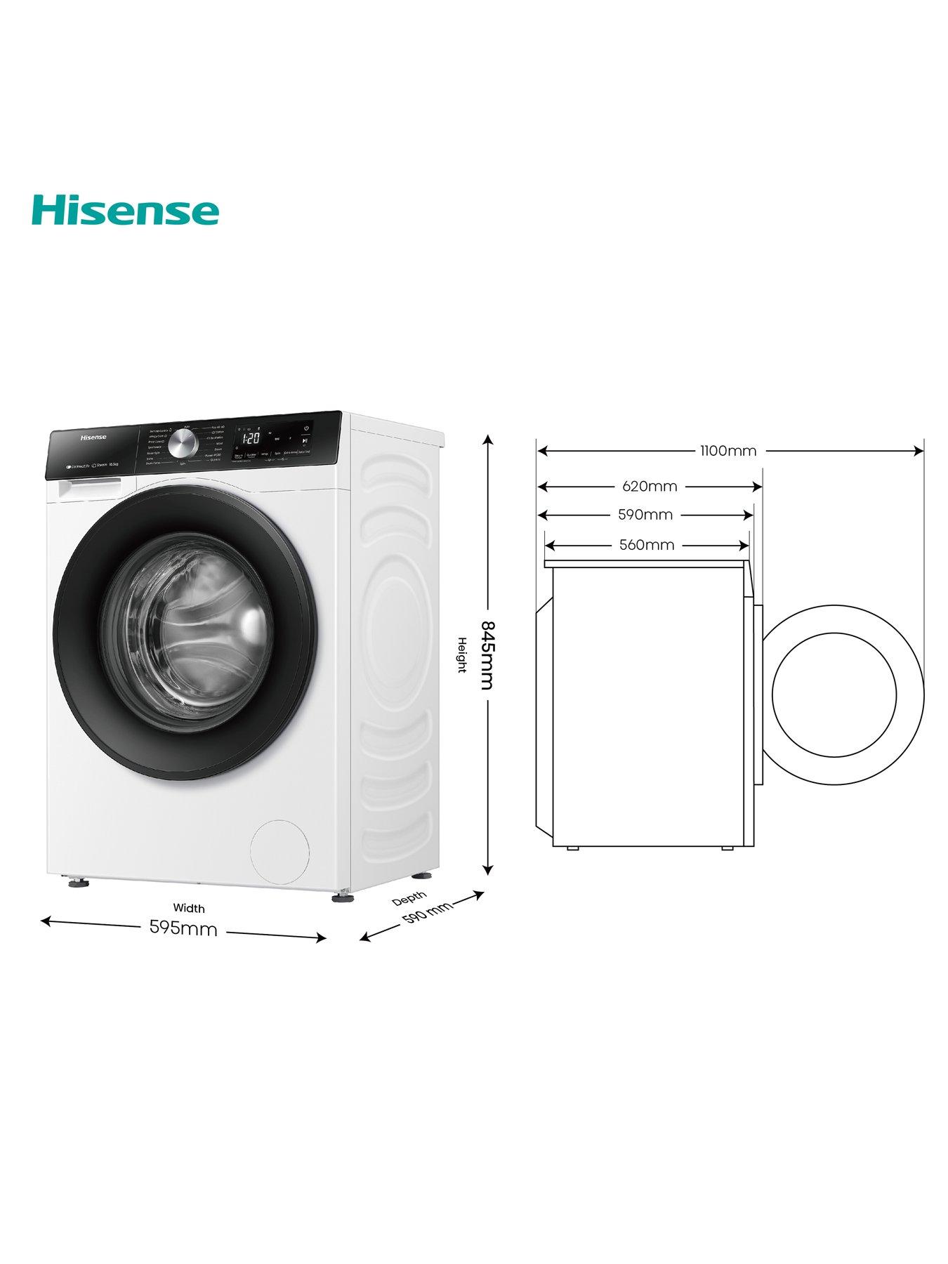 Image 7 of 8 of Hisense 3S Series WD3S1043BW3 10.5kg Load, 1400 Spin Steam Washing Machine - White - A Rated