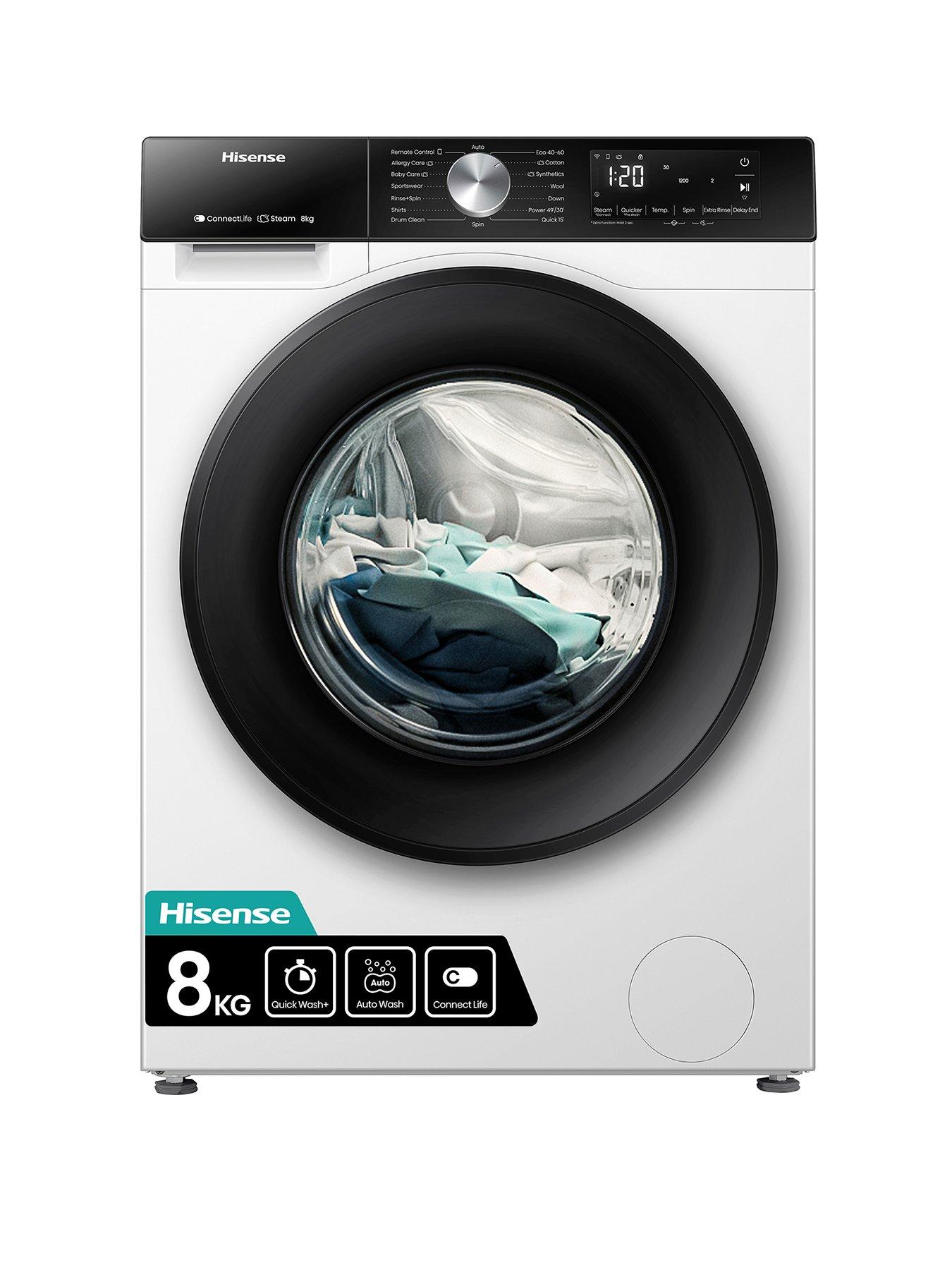 Hisense 3S Series WF3S8043BW 8kg 1400 Spin, Steam Washing Machine - White - A Rated