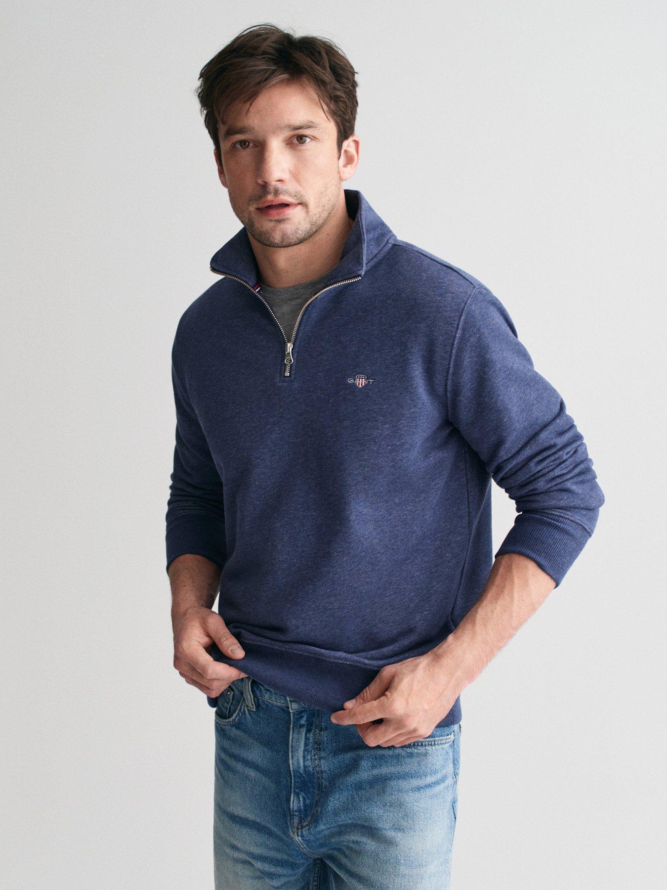 gant-gant-regular-fit-shield-half-zip-sweat-bluefront