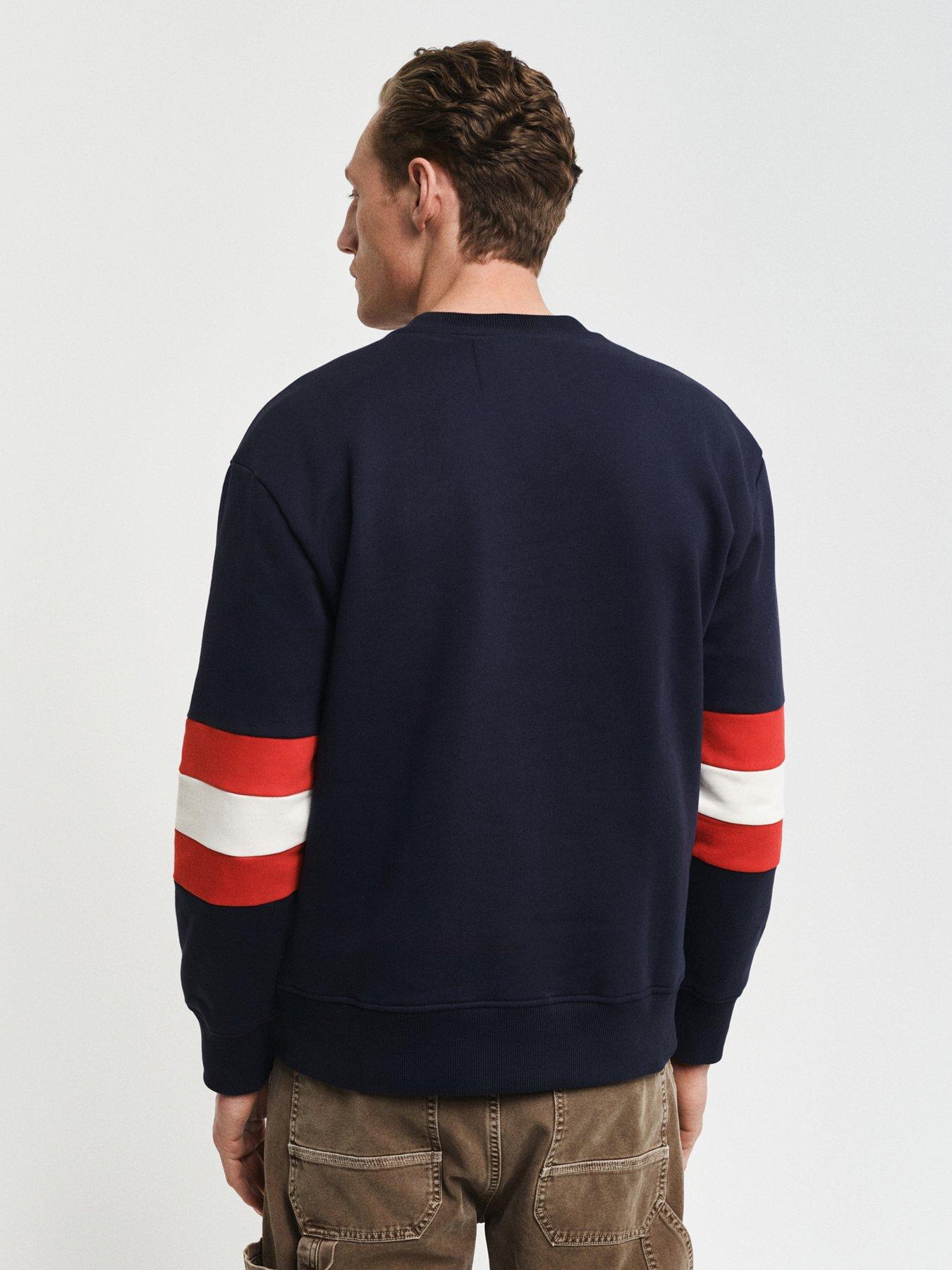 gant-gant-chest-logo-stripe-crew-sweat-navystillFront