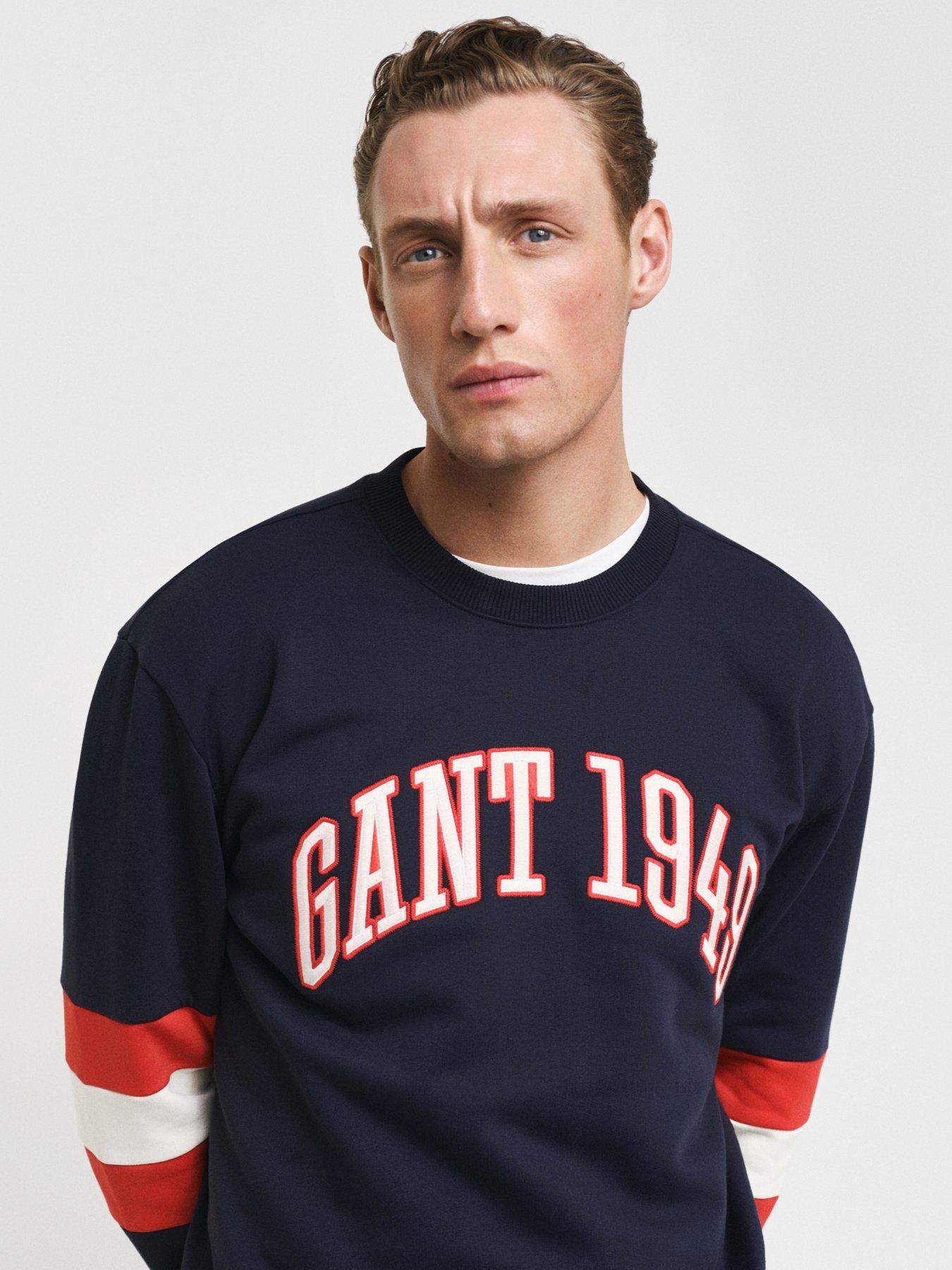 gant-gant-chest-logo-stripe-crew-sweat-navyoutfit