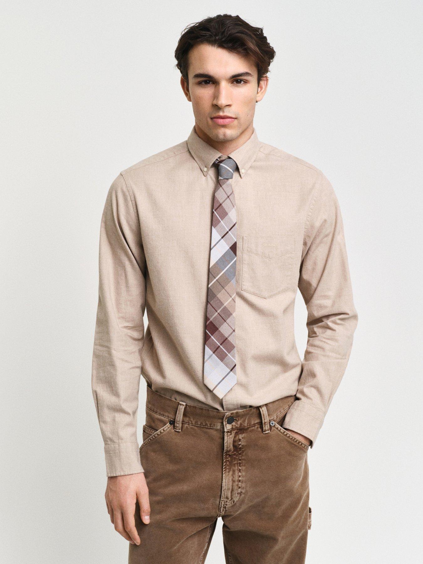 gant-gant-regular-fit-flannel-melange-long-sleeve-shirt-beige