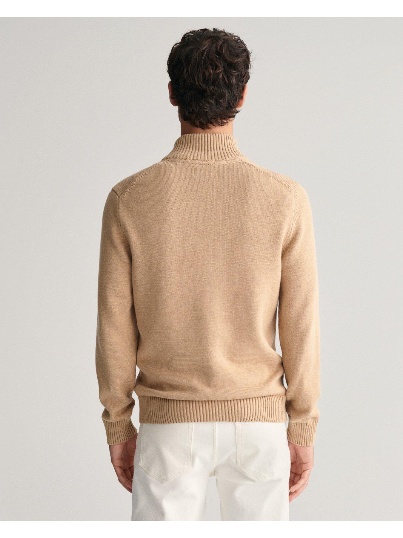 gant-casual-cotton-14-zip-knitted-jumper-beigestillFront