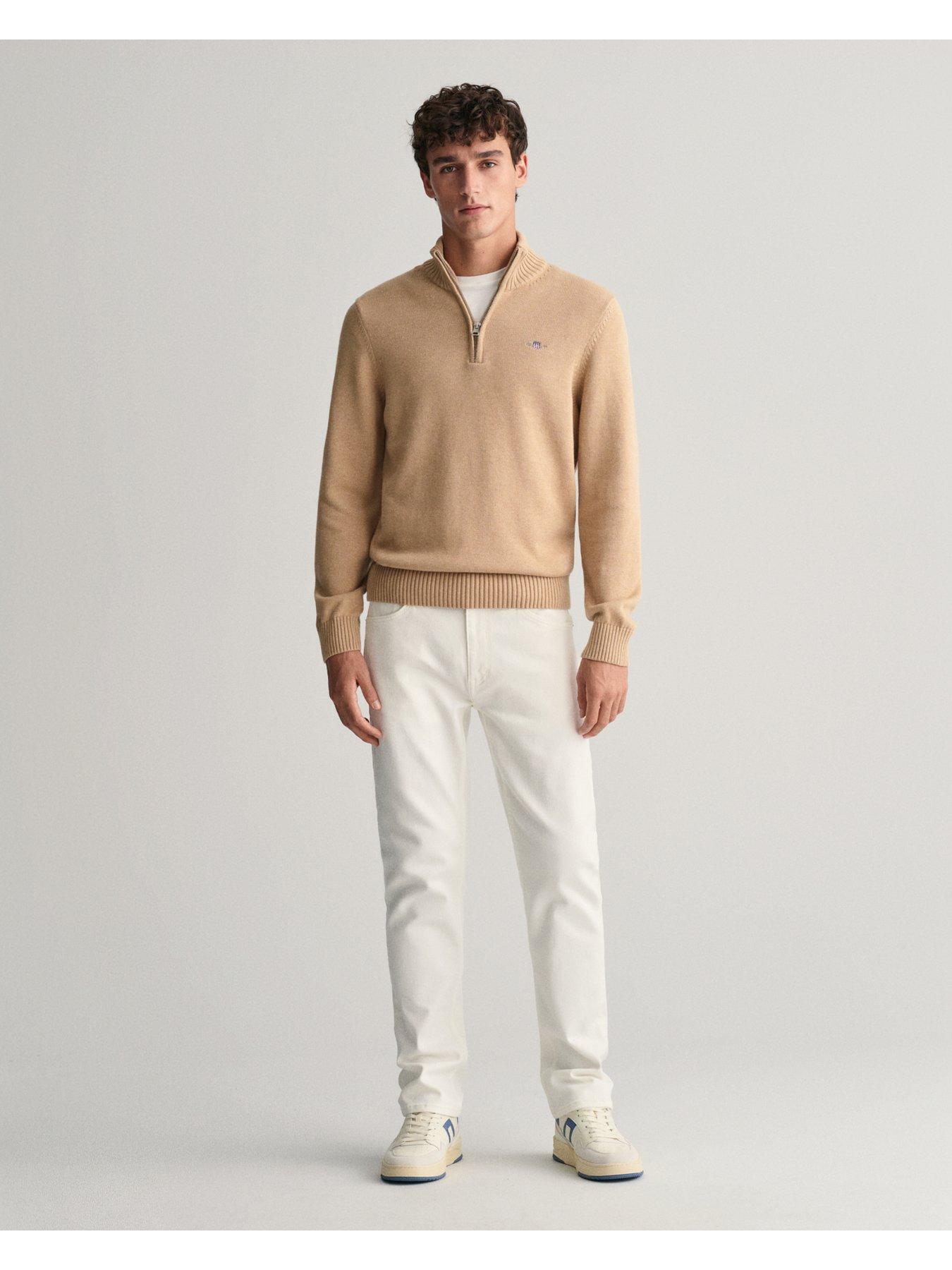 gant-casual-cotton-14-zip-knitted-jumper-beigeback