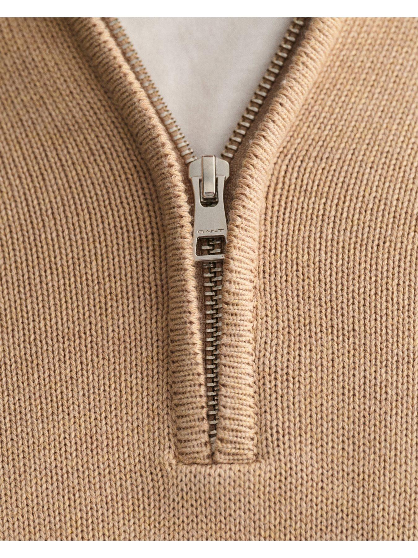 gant-casual-cotton-14-zip-knitted-jumper-beigedetail