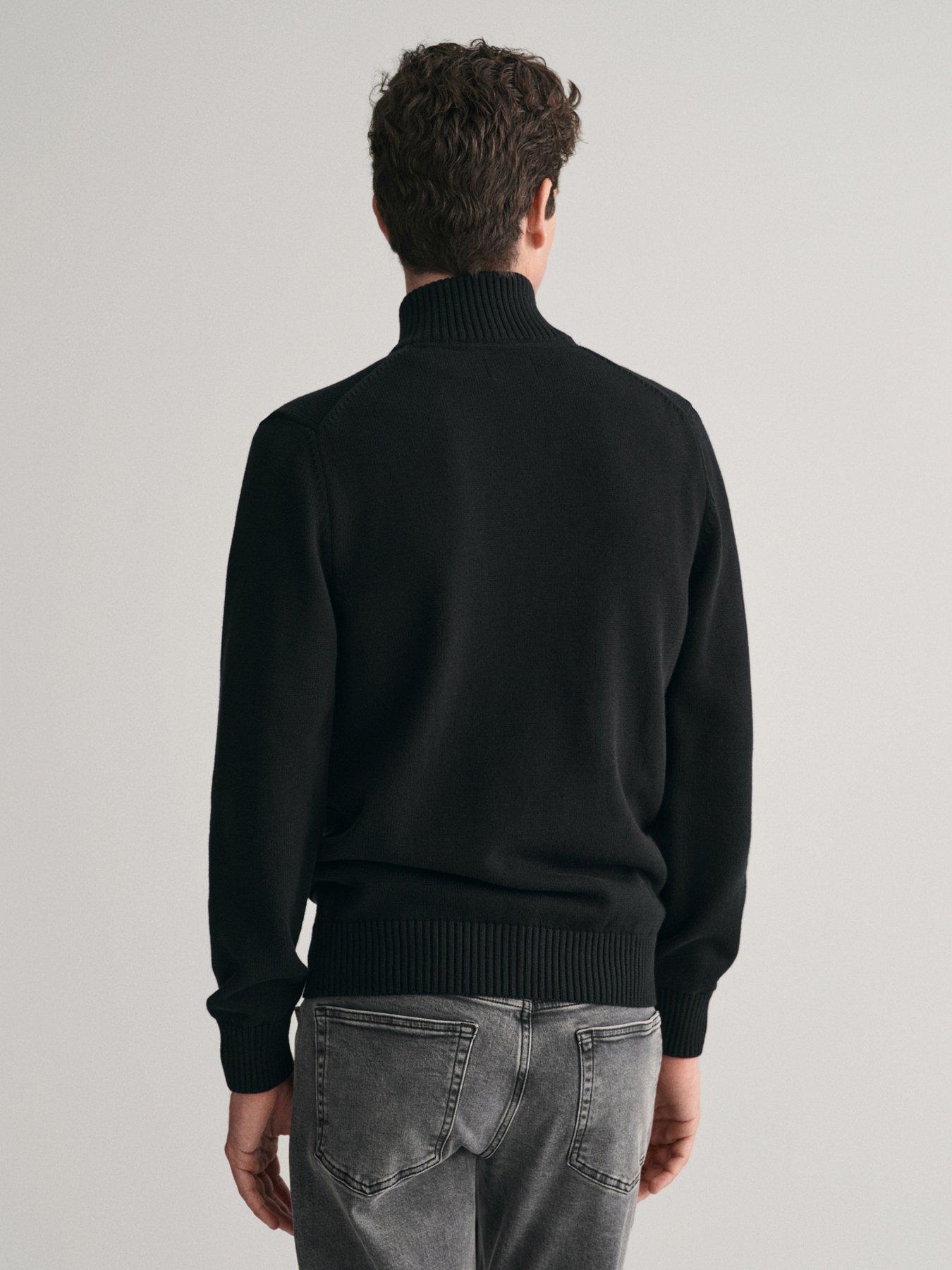 gant-casual-cotton-14-zip-knitted-jumper-blackstillFront