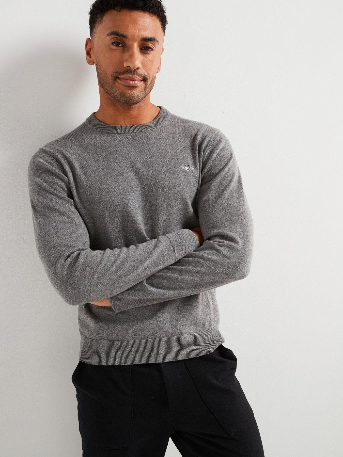 gant-cotton-crew-knitted-jumper-greyfront