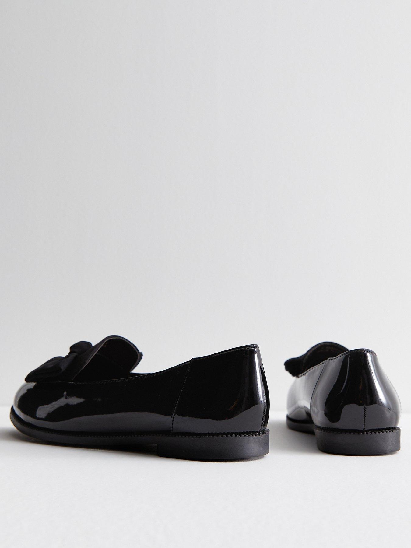 new-look-wide-fit-black-patent-bow-front-loafersback