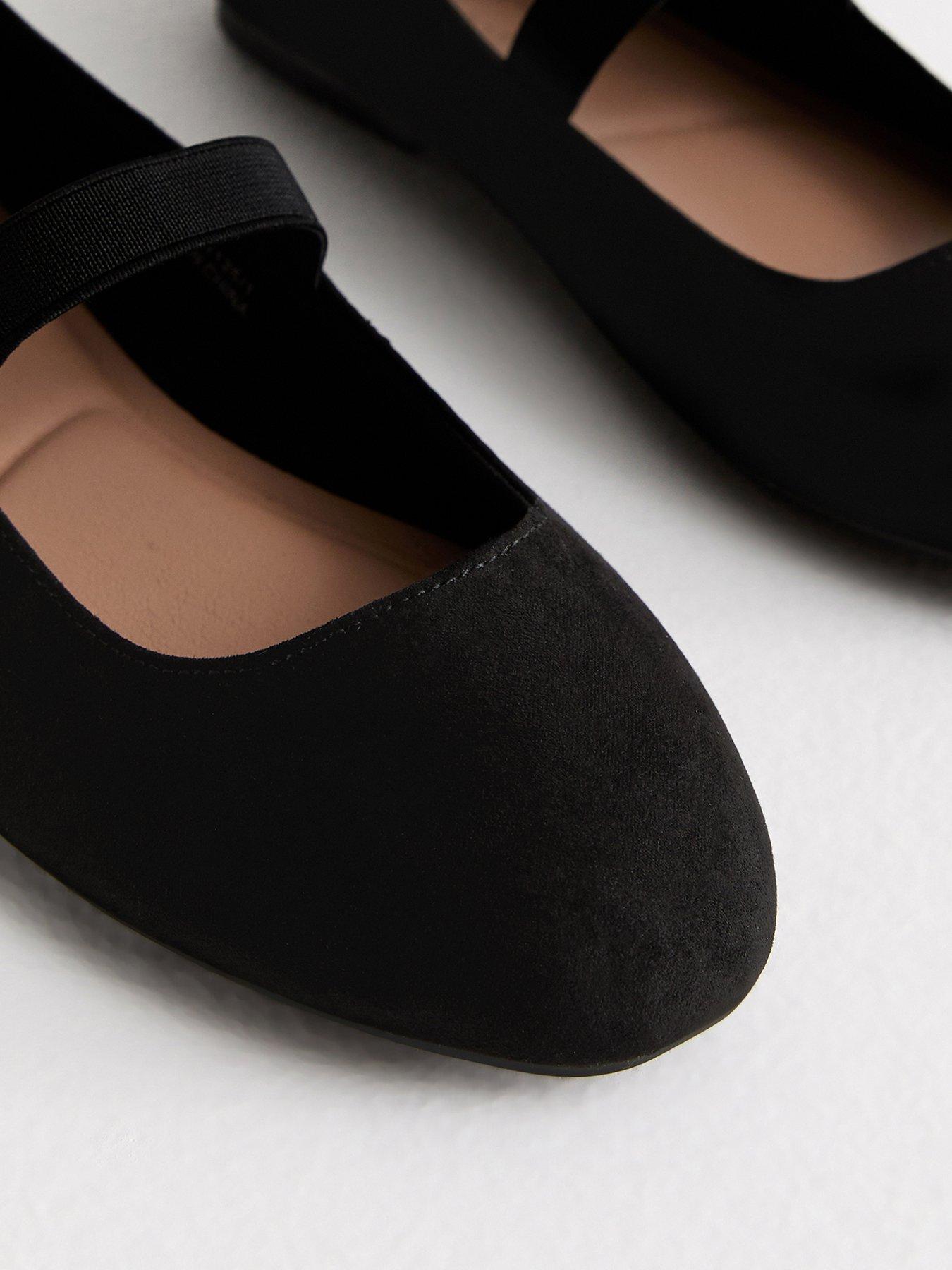 New Look Black Wide Fit Elasticated Strap Flat Suede Look Shoes Very Ireland