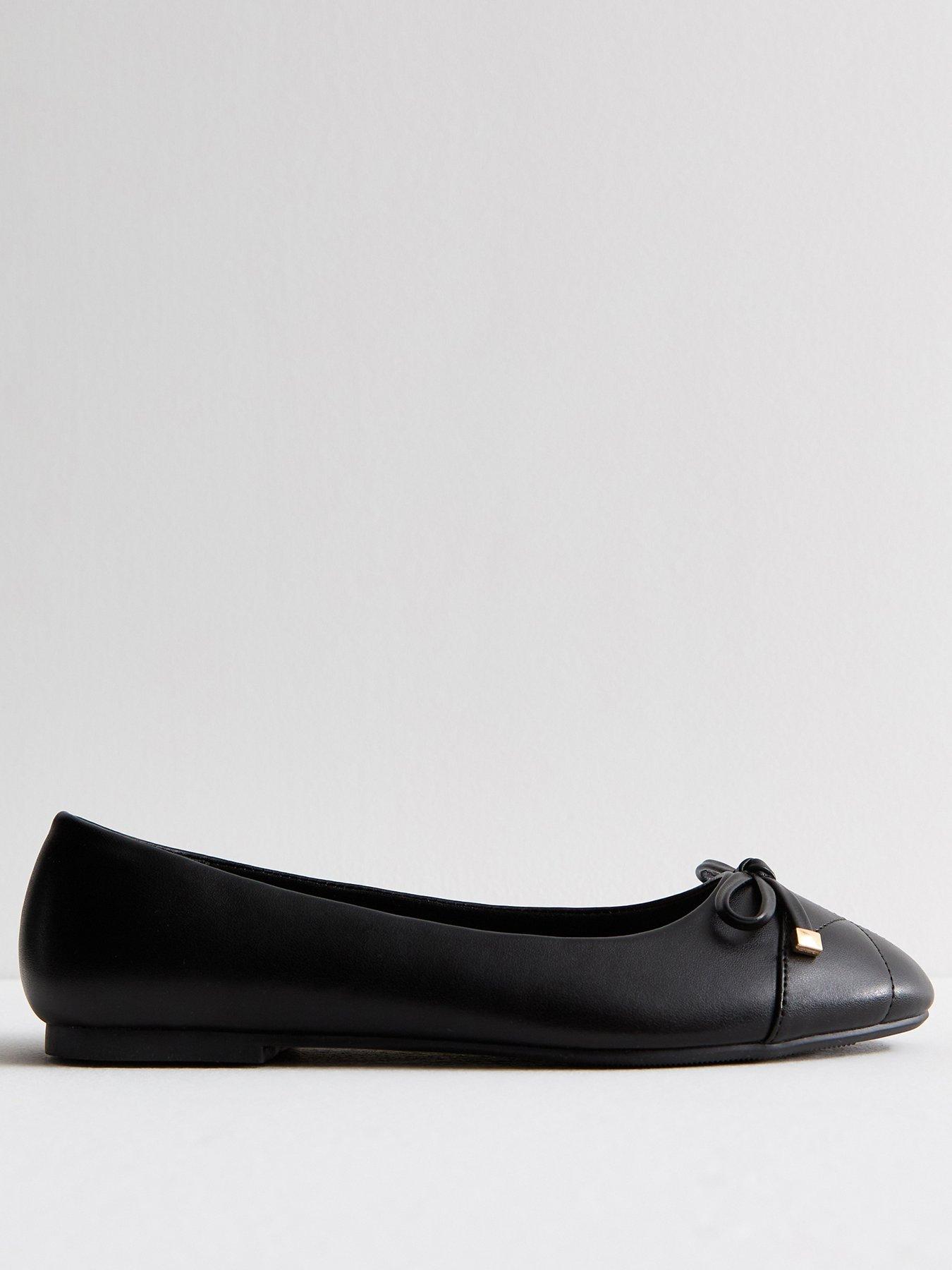 new-look-wide-fit-black-quilted-toe-cap-ballerina-pumps