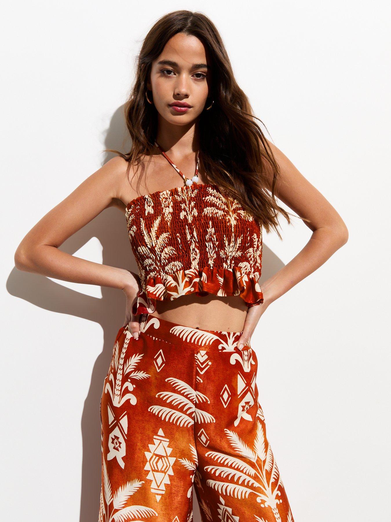 new-look-rust-tropical-print-satin-wide-leg-trousersoutfit