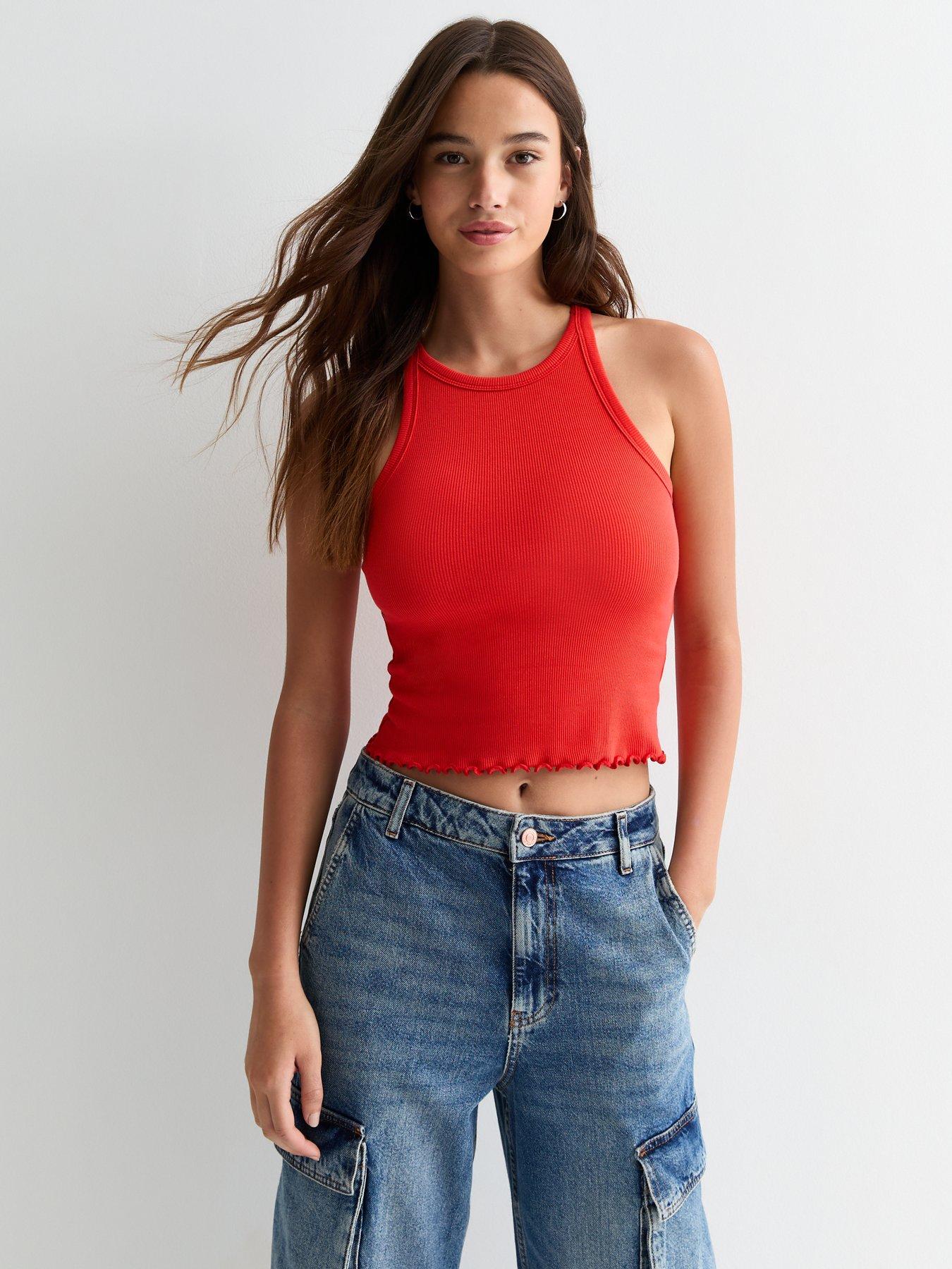 new-look-red-frill-hem-crop-racer-vest