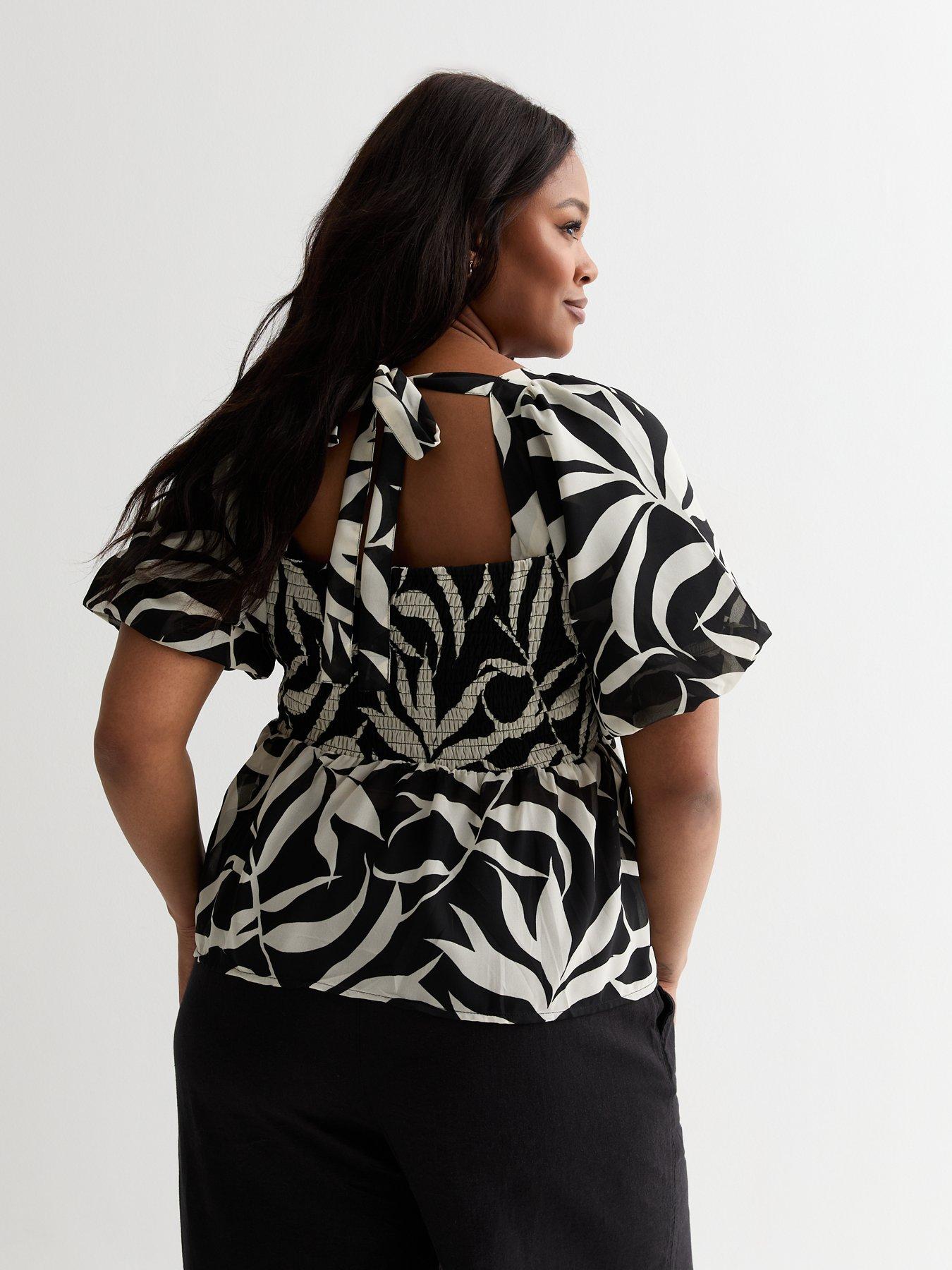 new-look-curves-black-palm-tree-puff-sleeve-topstillFront