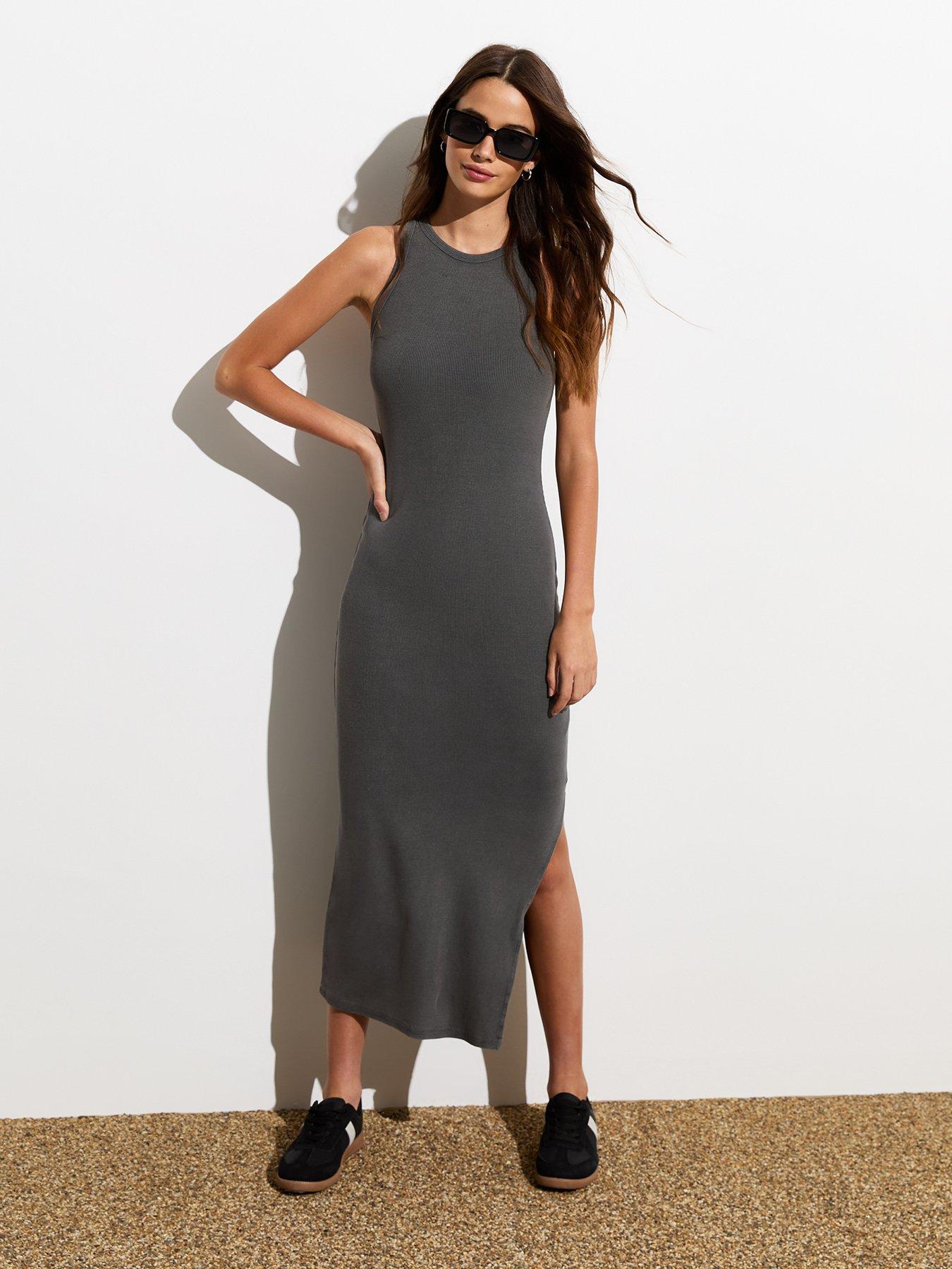 new-look-dark-grey-acid-wash-rib-racer-vest-midi-dressback